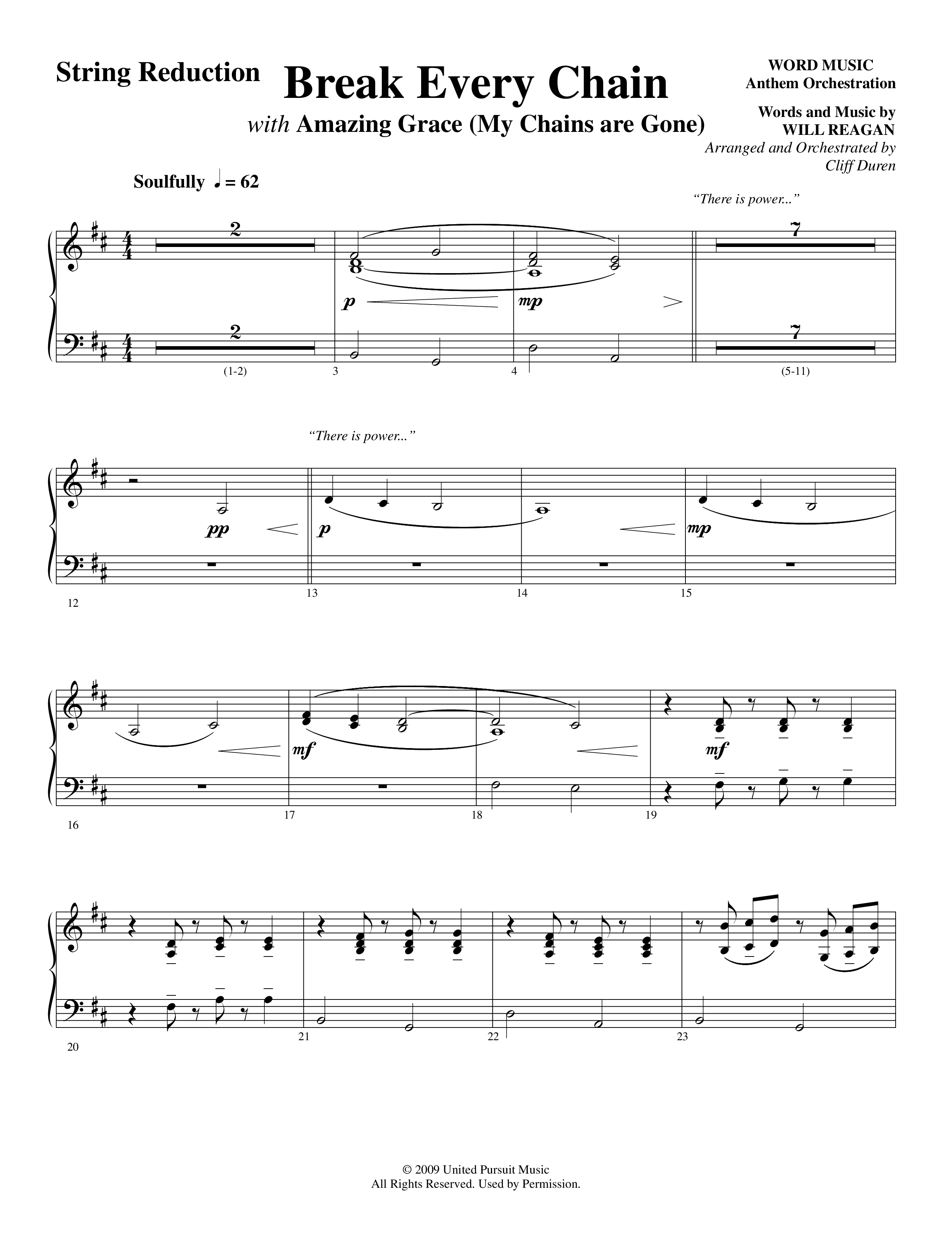 Break Every Chain (with Amazing Grace (My Chains Are Gone)) (Choral Anthem SATB) String Reduction (Word Music Choral / Arr. Cliff Duren)