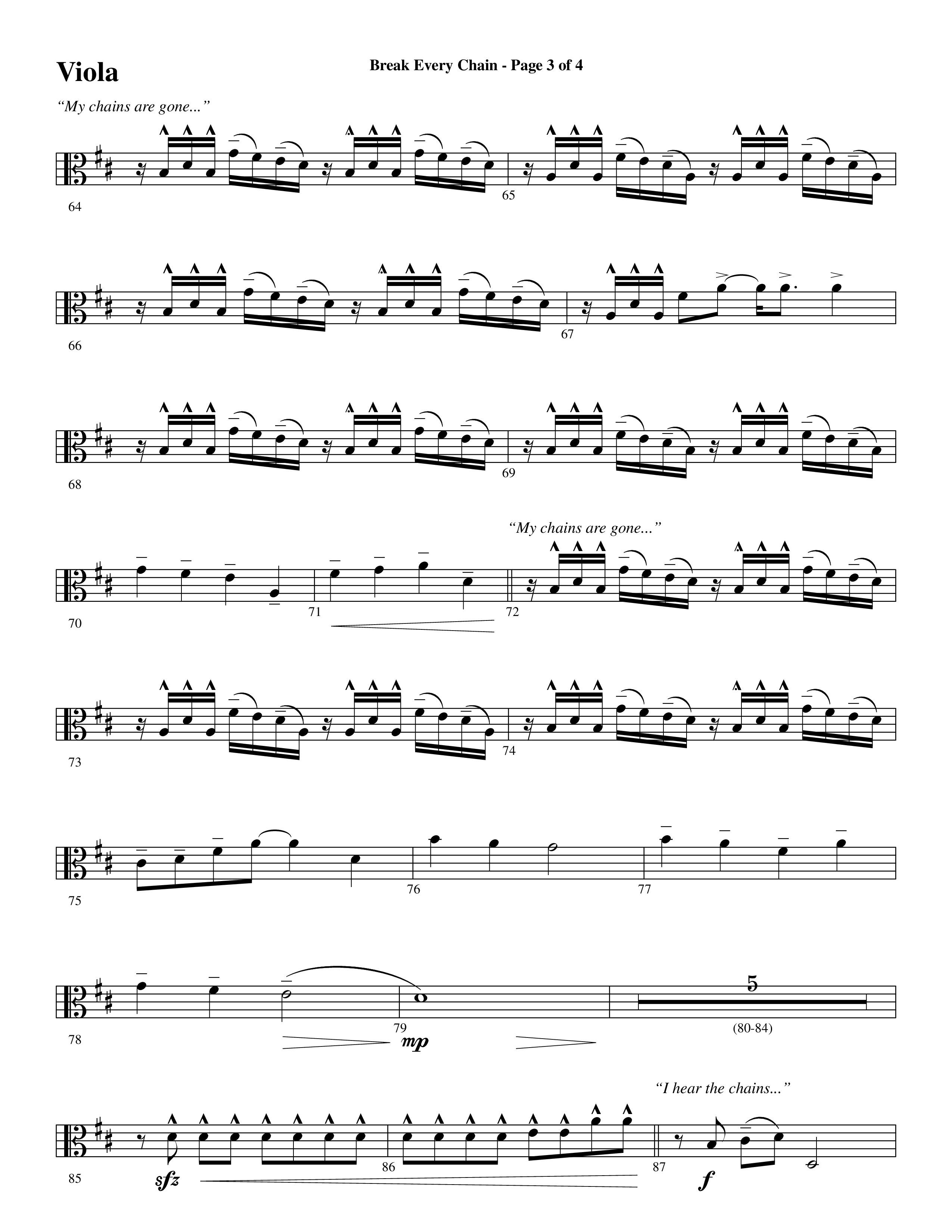 Break Every Chain (with Amazing Grace (My Chains Are Gone)) (Choral Anthem SATB) Viola (Word Music Choral / Arr. Cliff Duren)