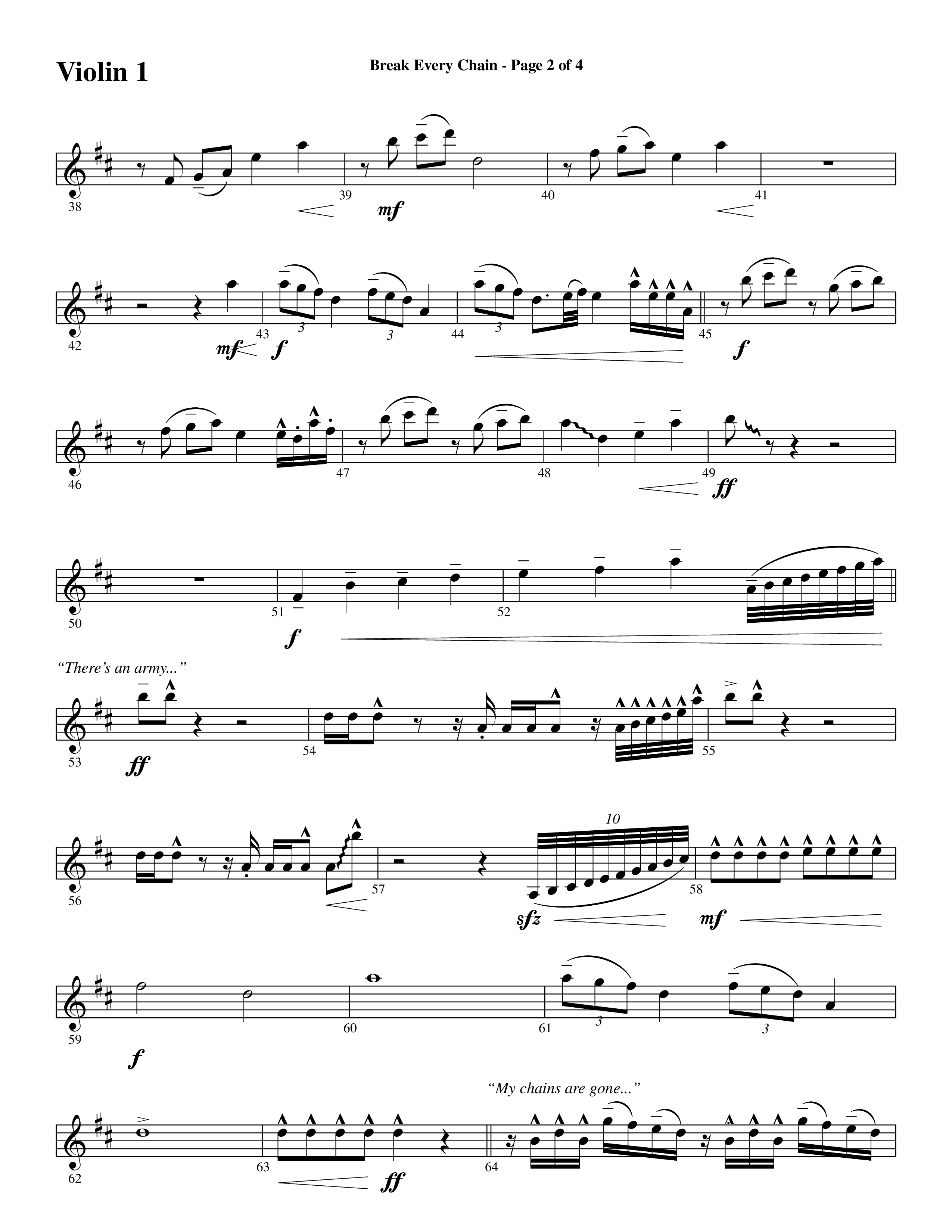 Break Every Chain (with Amazing Grace (My Chains Are Gone)) (Choral Anthem SATB) Violin 1 (Word Music Choral / Arr. Cliff Duren)