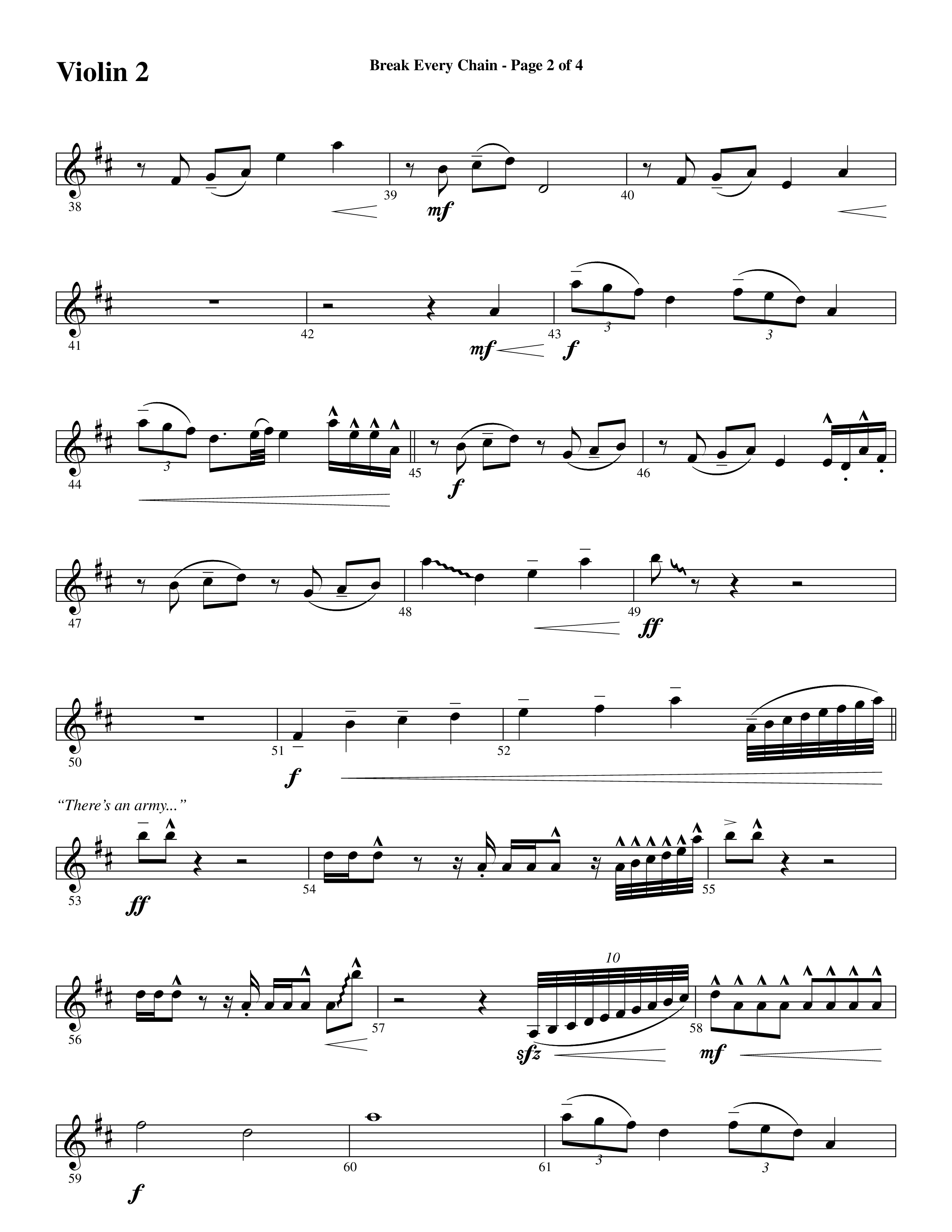 Break Every Chain (with Amazing Grace (My Chains Are Gone)) (Choral Anthem SATB) Violin 2 (Word Music Choral / Arr. Cliff Duren)