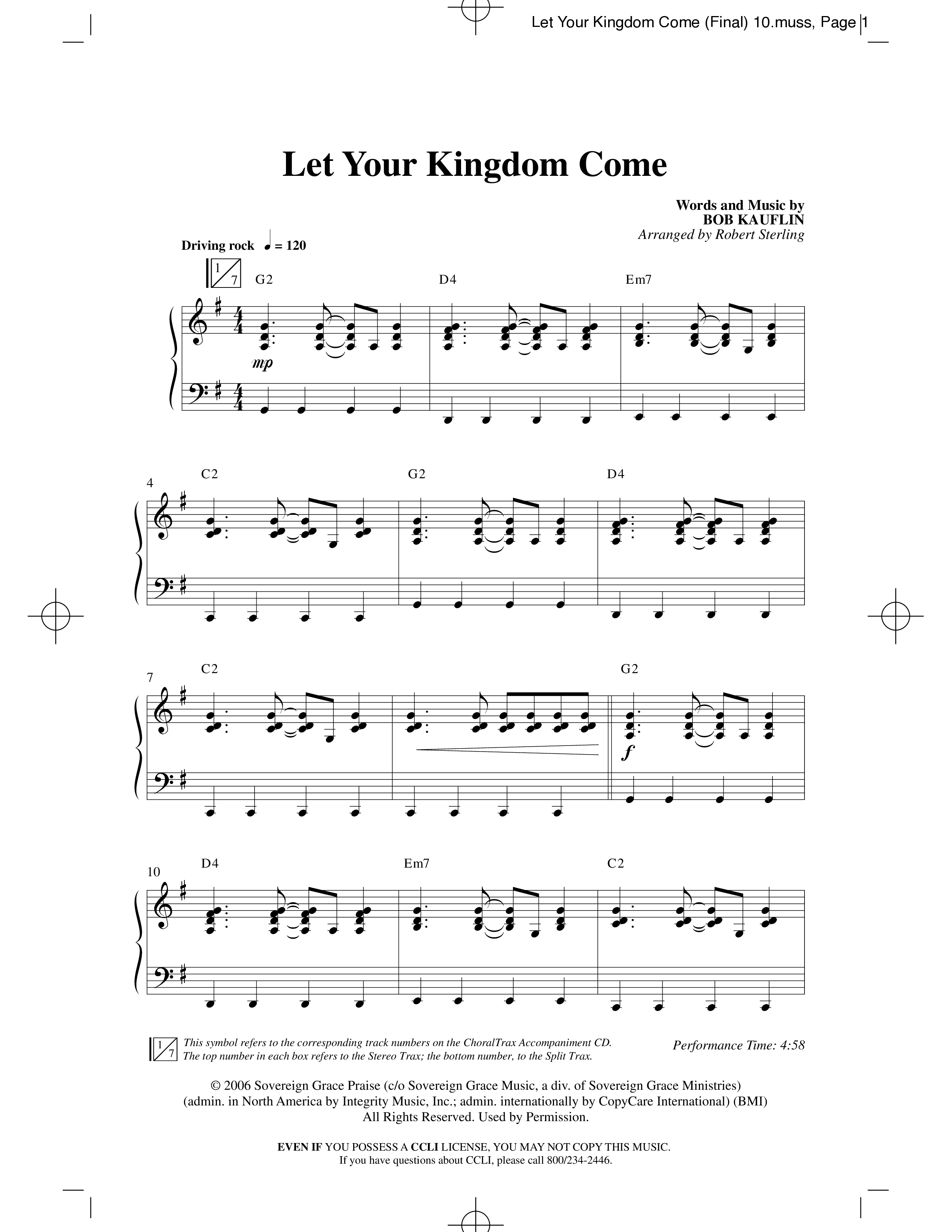 Let Your Kingdom Come (Choral Anthem SATB) Anthem (SATB/Piano) (Word Music Choral / Robert Sterling)