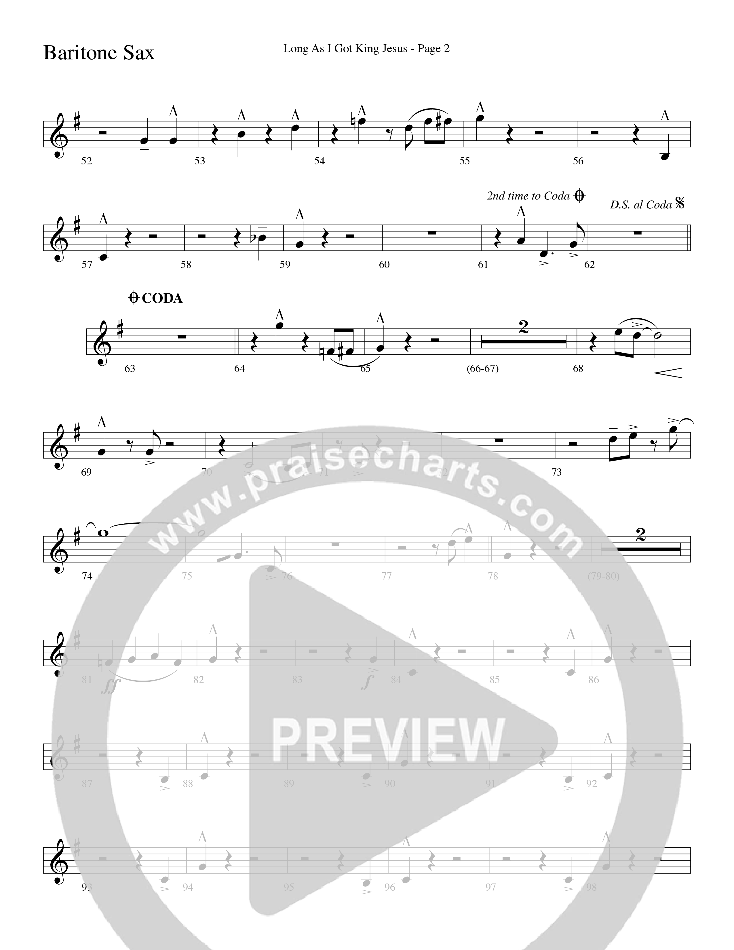 Long As I Got King Jesus (Choral Anthem SATB) Bari Sax (Word Music Choral / Arr. Lari Goss)