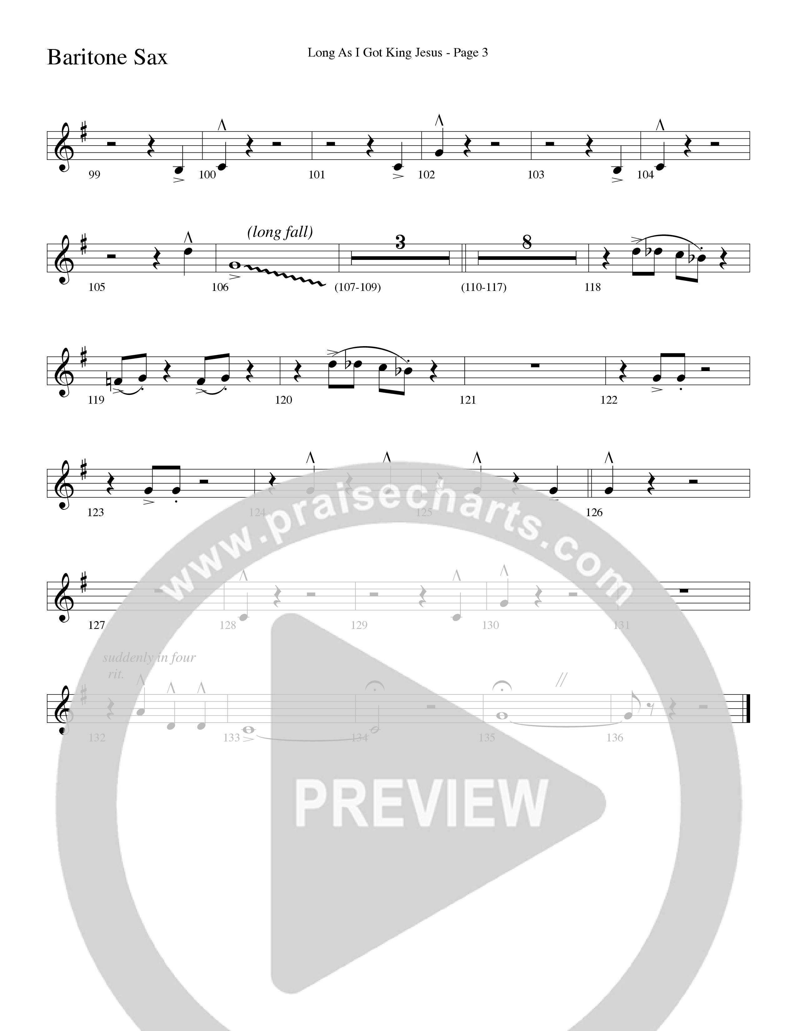 Long As I Got King Jesus (Choral Anthem SATB) Bari Sax (Word Music Choral / Arr. Lari Goss)