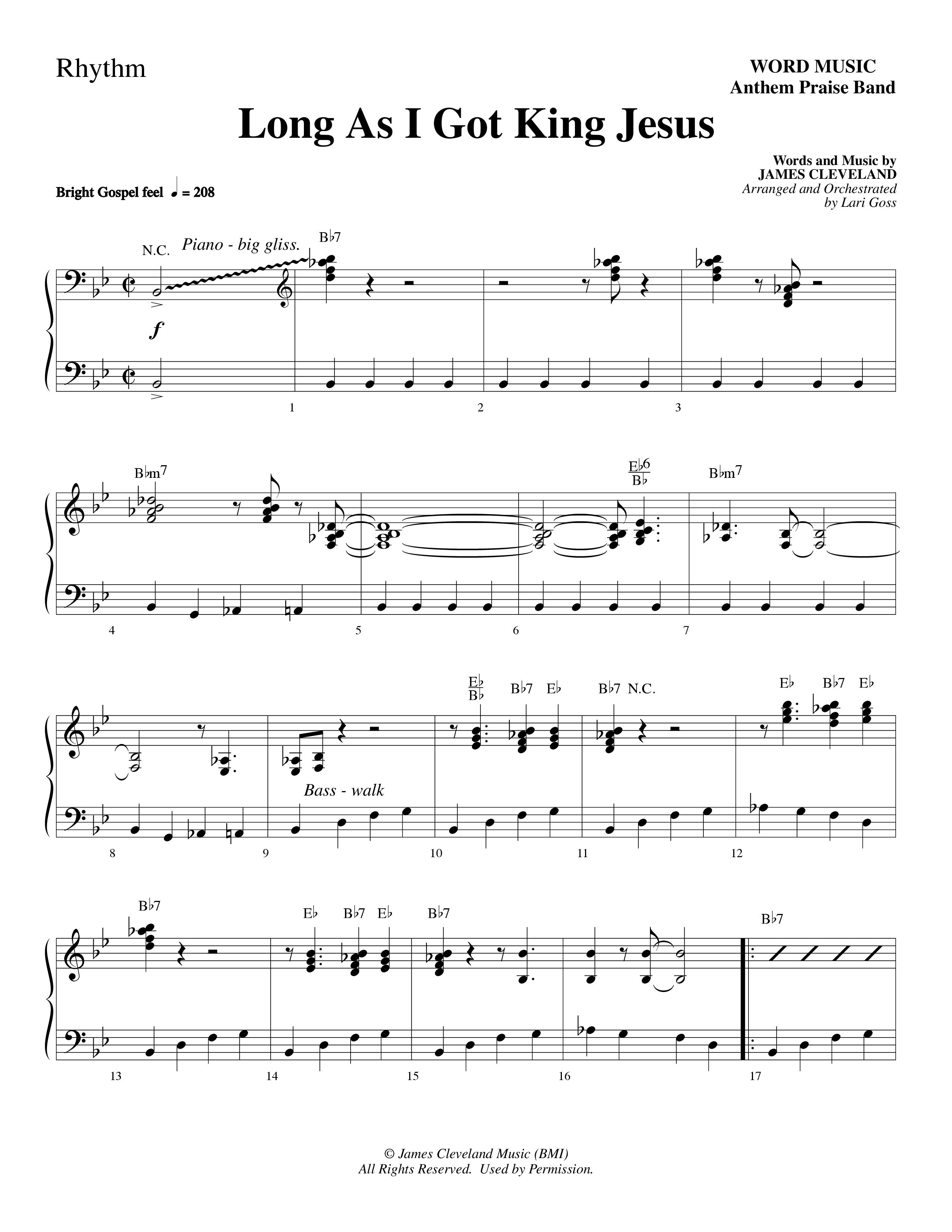 Long As I Got King Jesus (Choral Anthem SATB) Rhythm Chart (Word Music Choral / Arr. Lari Goss)