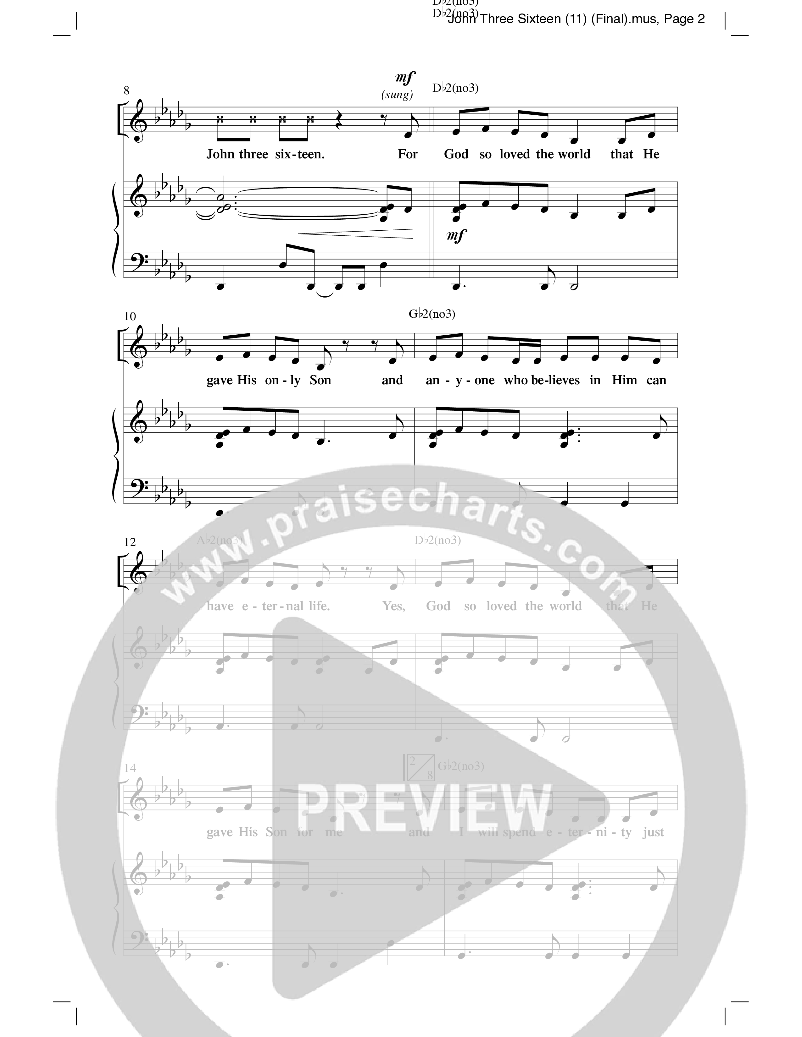 John 3:16 (Choral Anthem SATB) Anthem (SATB/Piano) (Word Music Choral / Arr. David Clydesdale)