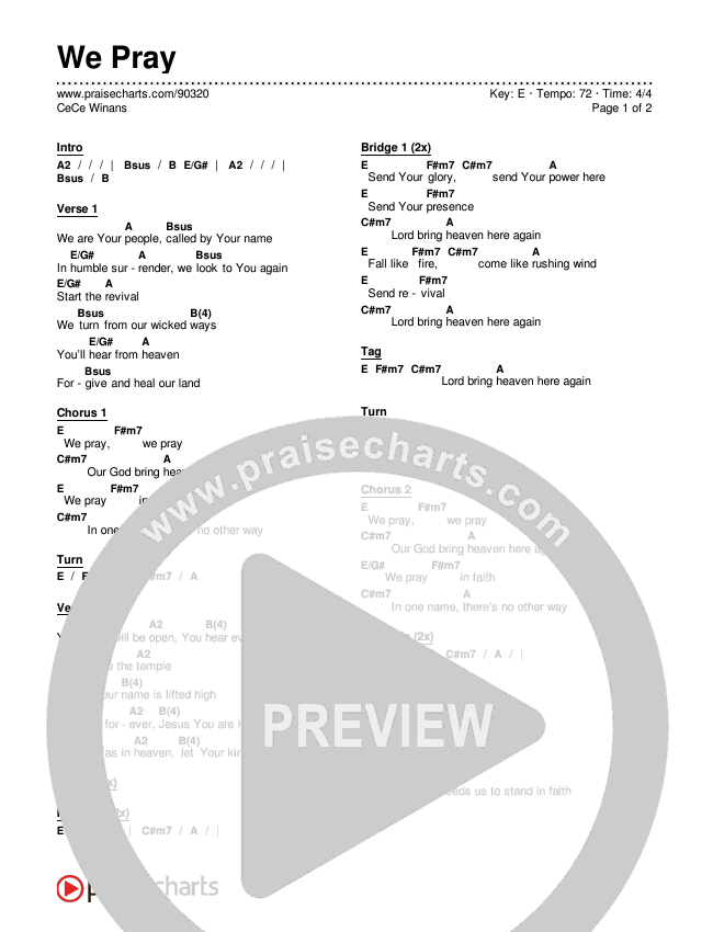 We Pray Chords & Lyrics (CeCe Winans)