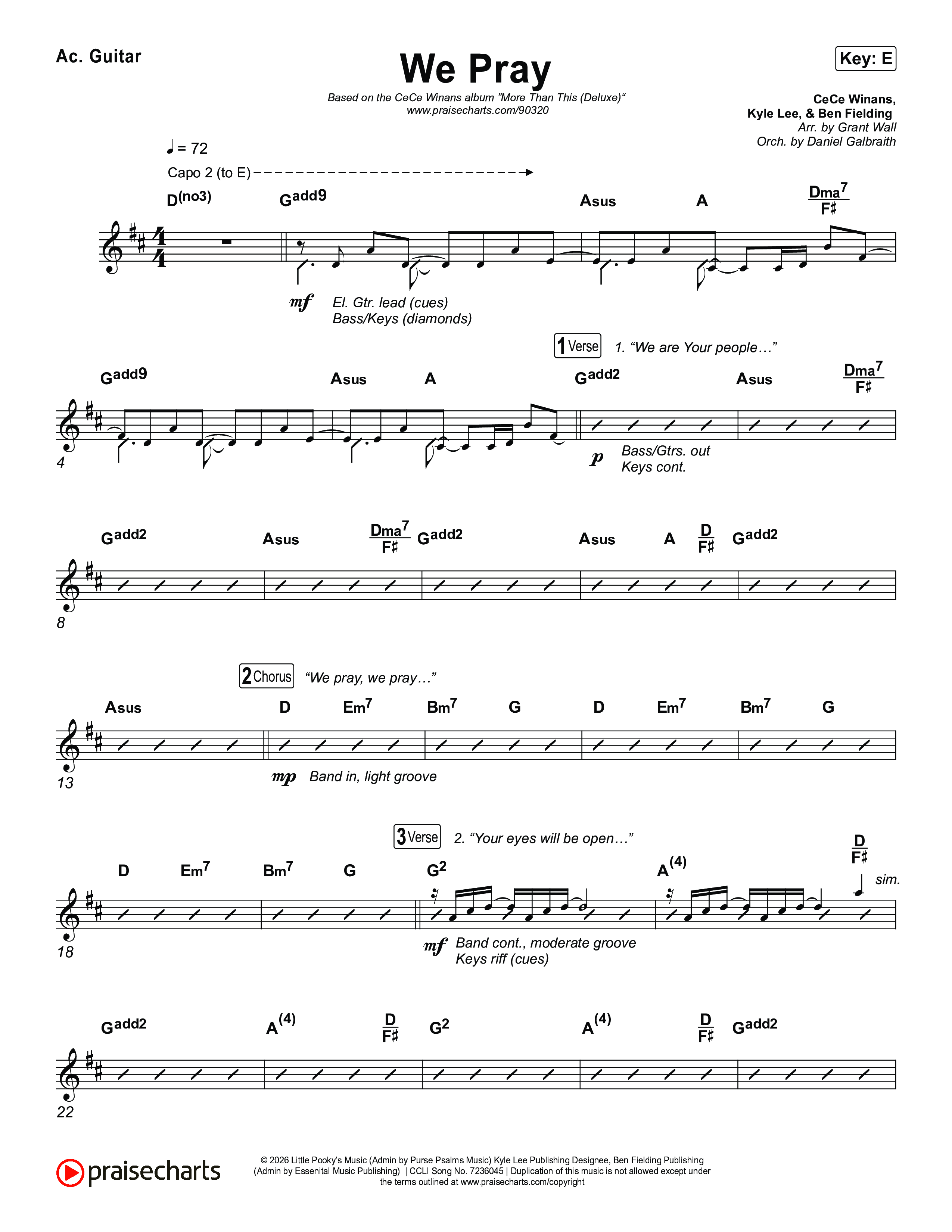 We Pray Acoustic Guitar (CeCe Winans)