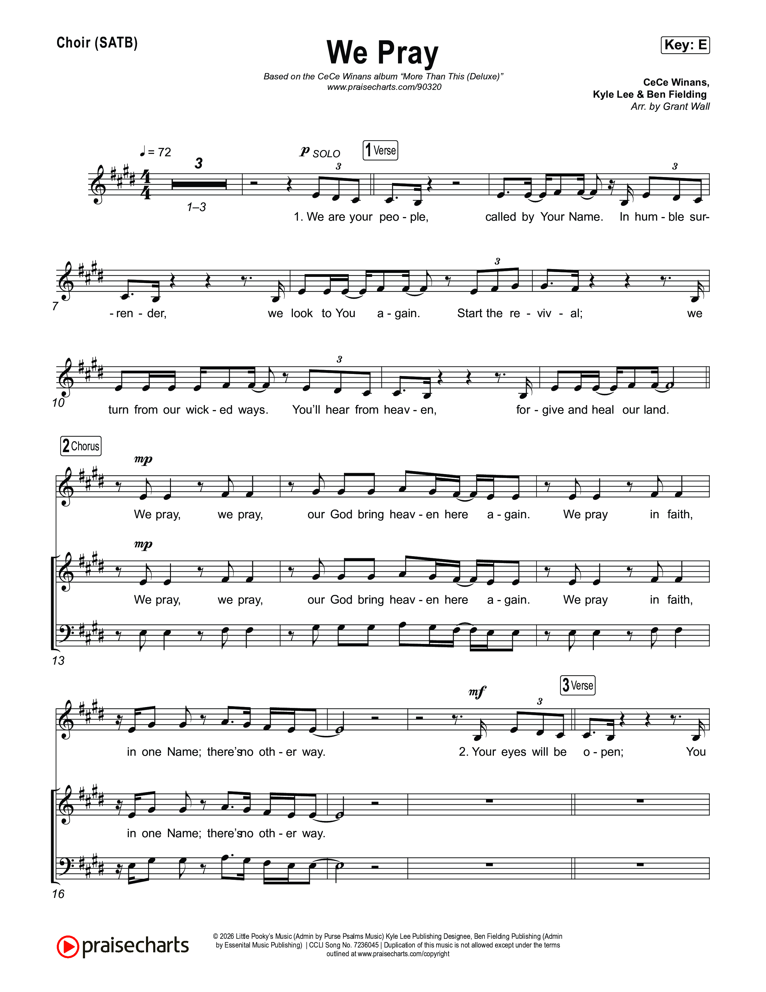 We Pray Choir Sheet (SATB) (CeCe Winans)