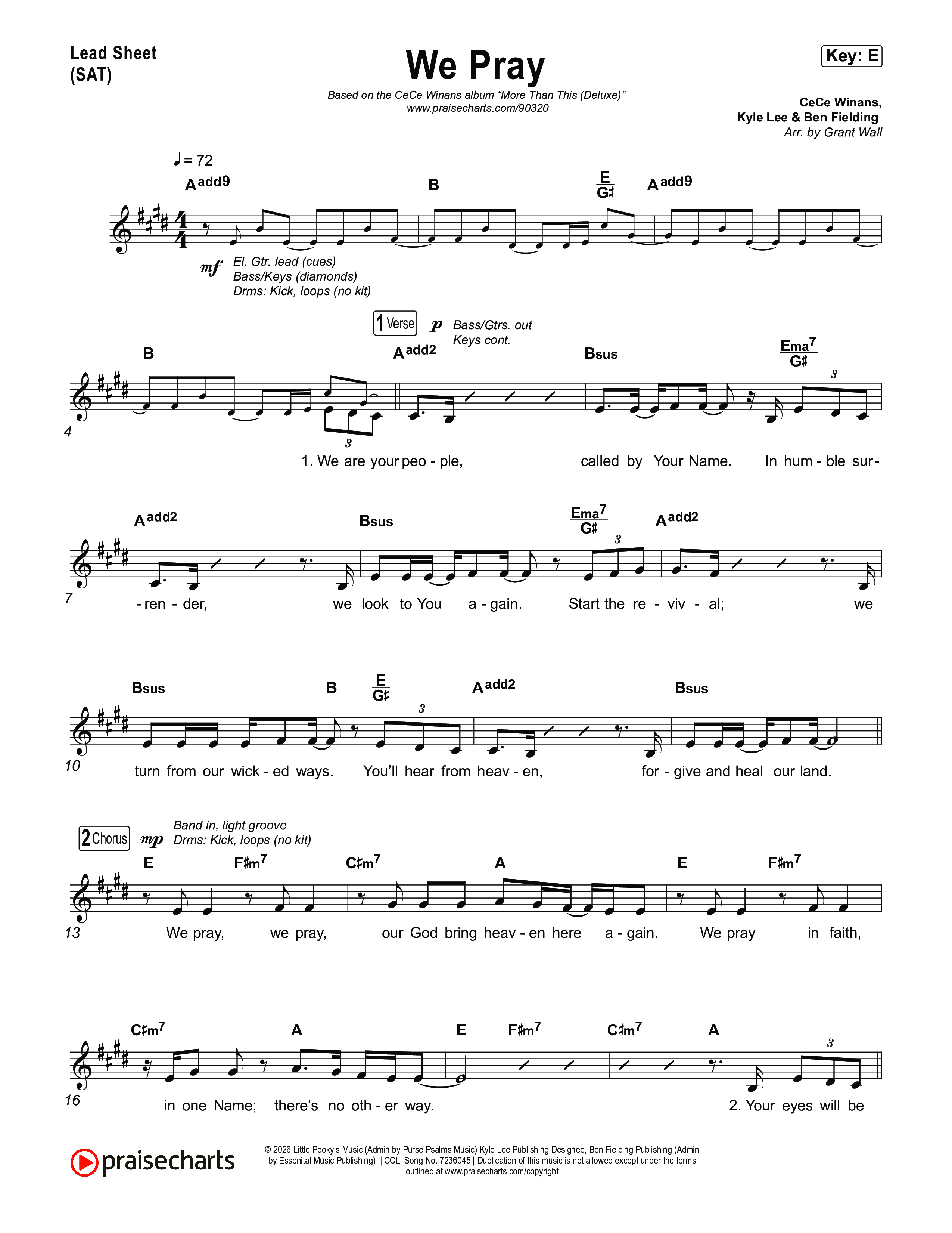 We Pray Lead Sheet (SAT) (CeCe Winans)