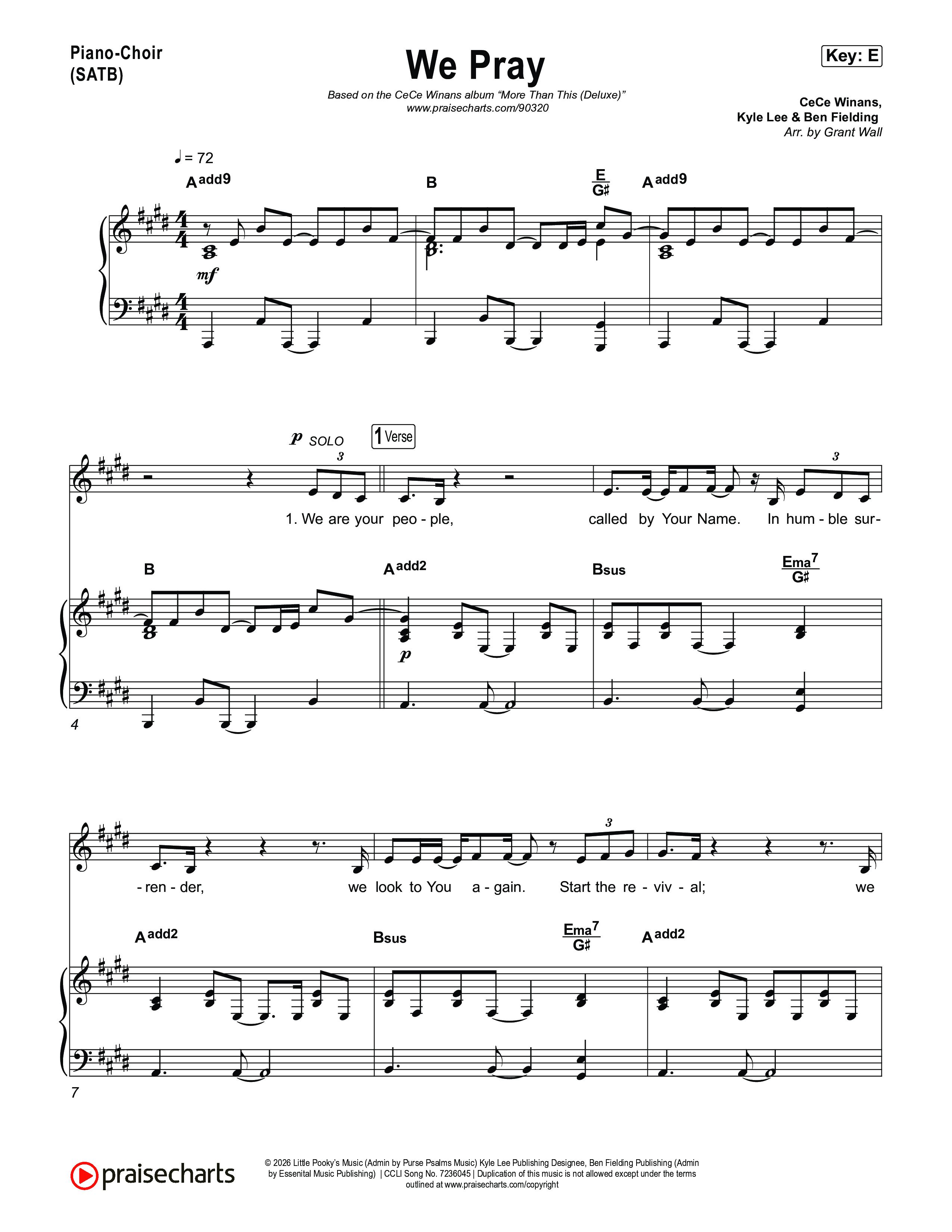 We Pray Piano/Vocal Pack (CeCe Winans)