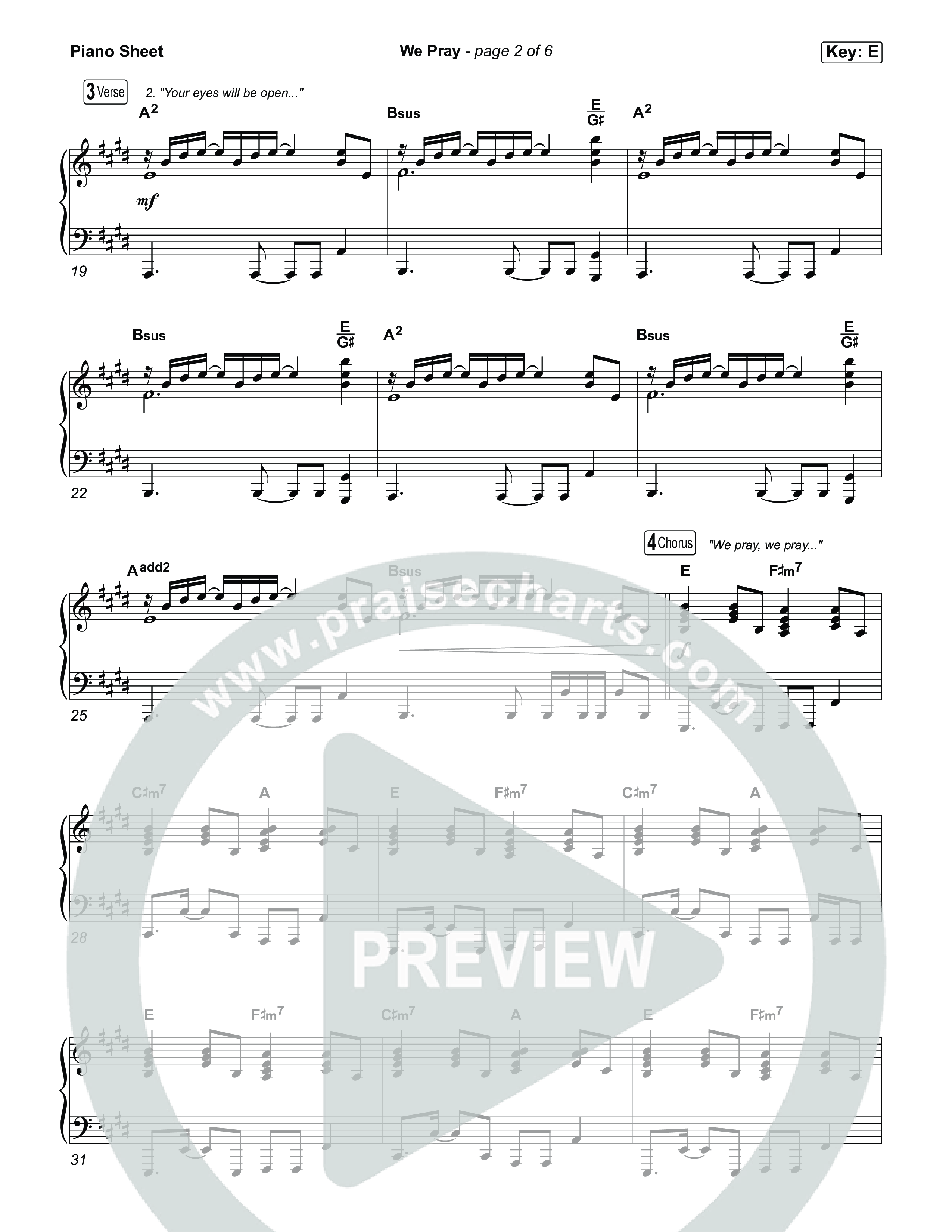 We Pray Piano Sheet (CeCe Winans)