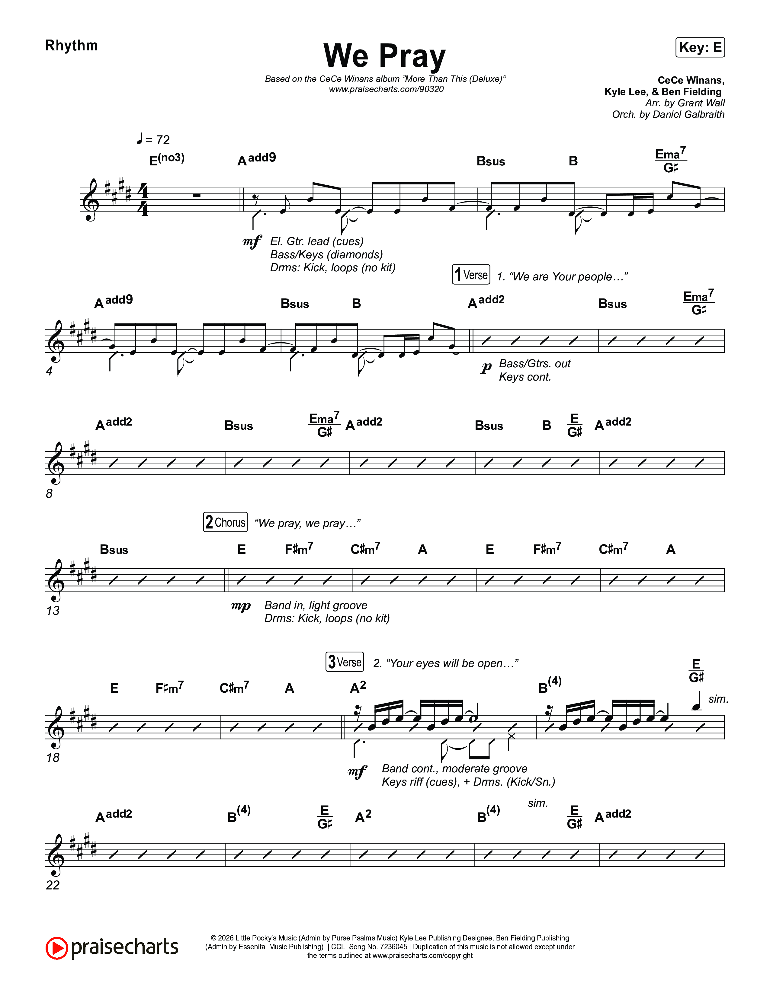 We Pray Rhythm Chart (CeCe Winans)