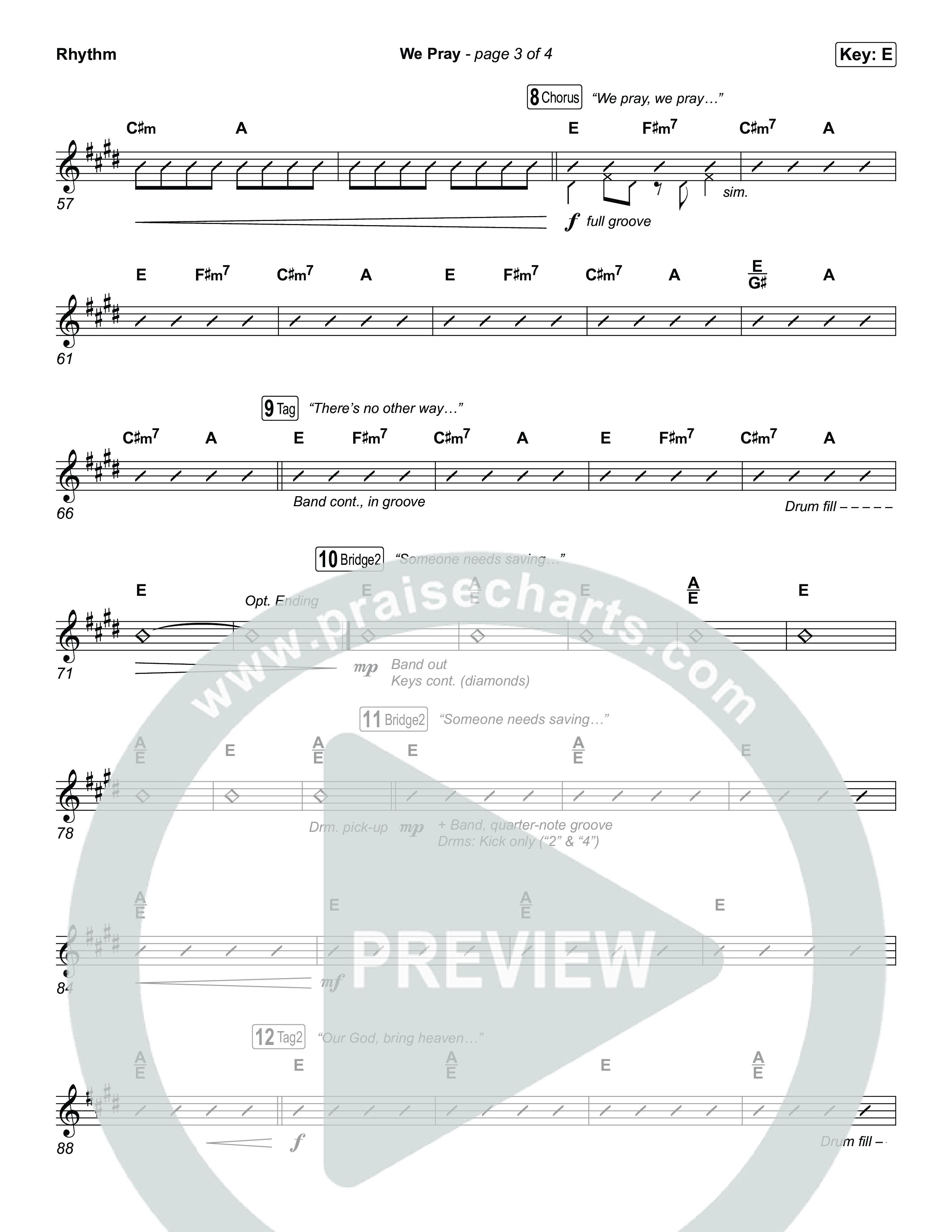 We Pray Rhythm Chart (CeCe Winans)