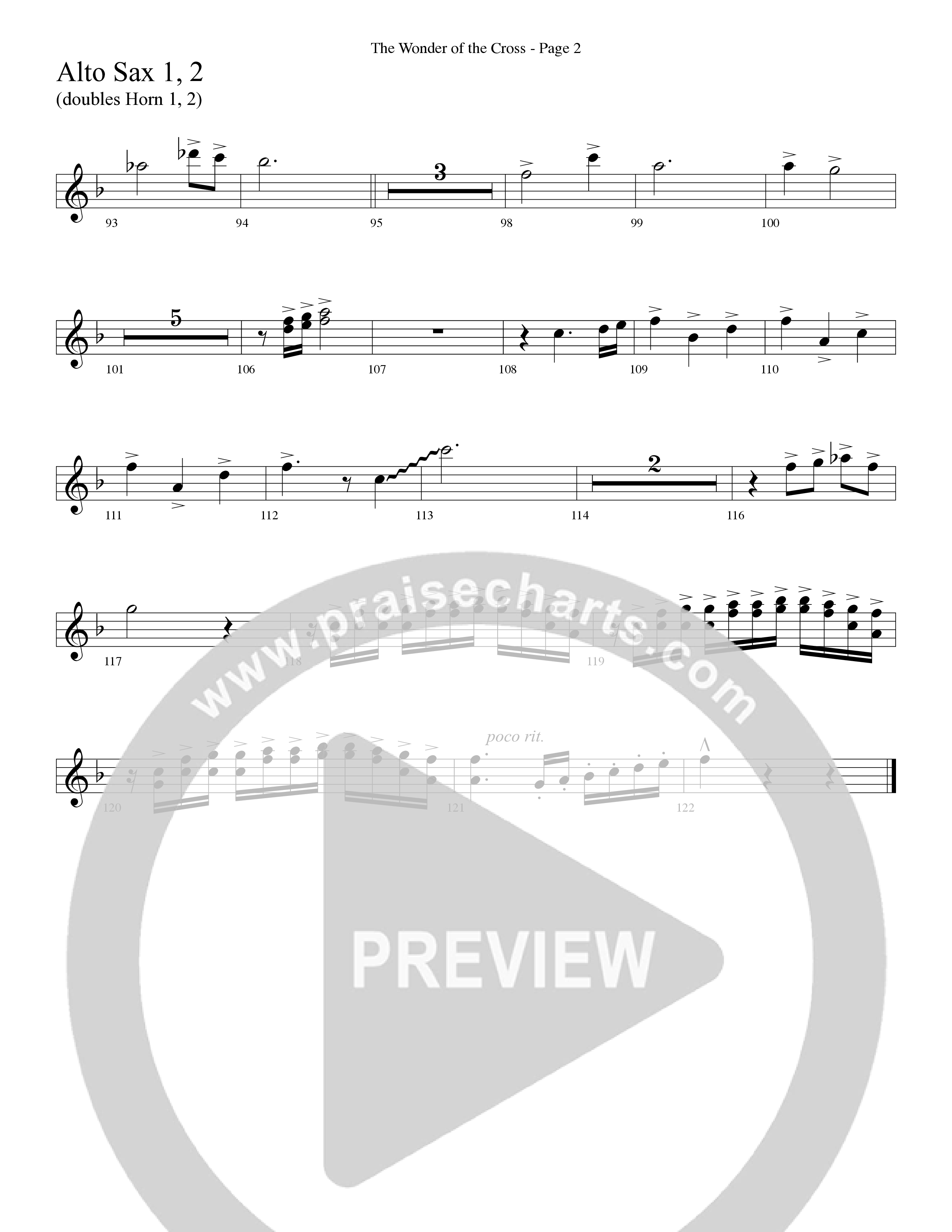 The Wonder Of The Cross (Choral Anthem SATB) Alto Sax 1/2 (Word Music Choral / Arr. Dave Williamson)