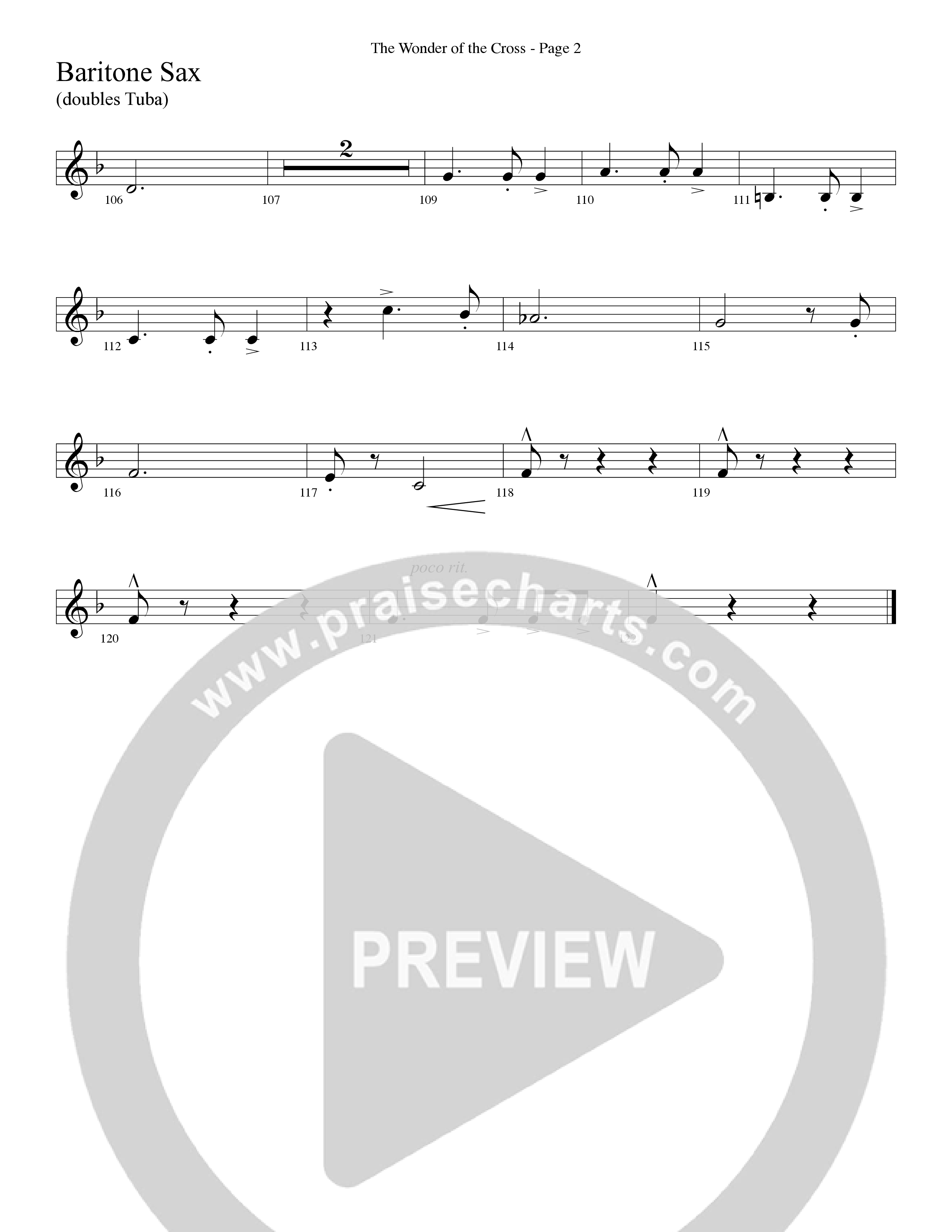 The Wonder Of The Cross (Choral Anthem SATB) Bari Sax (Word Music Choral / Arr. Dave Williamson)