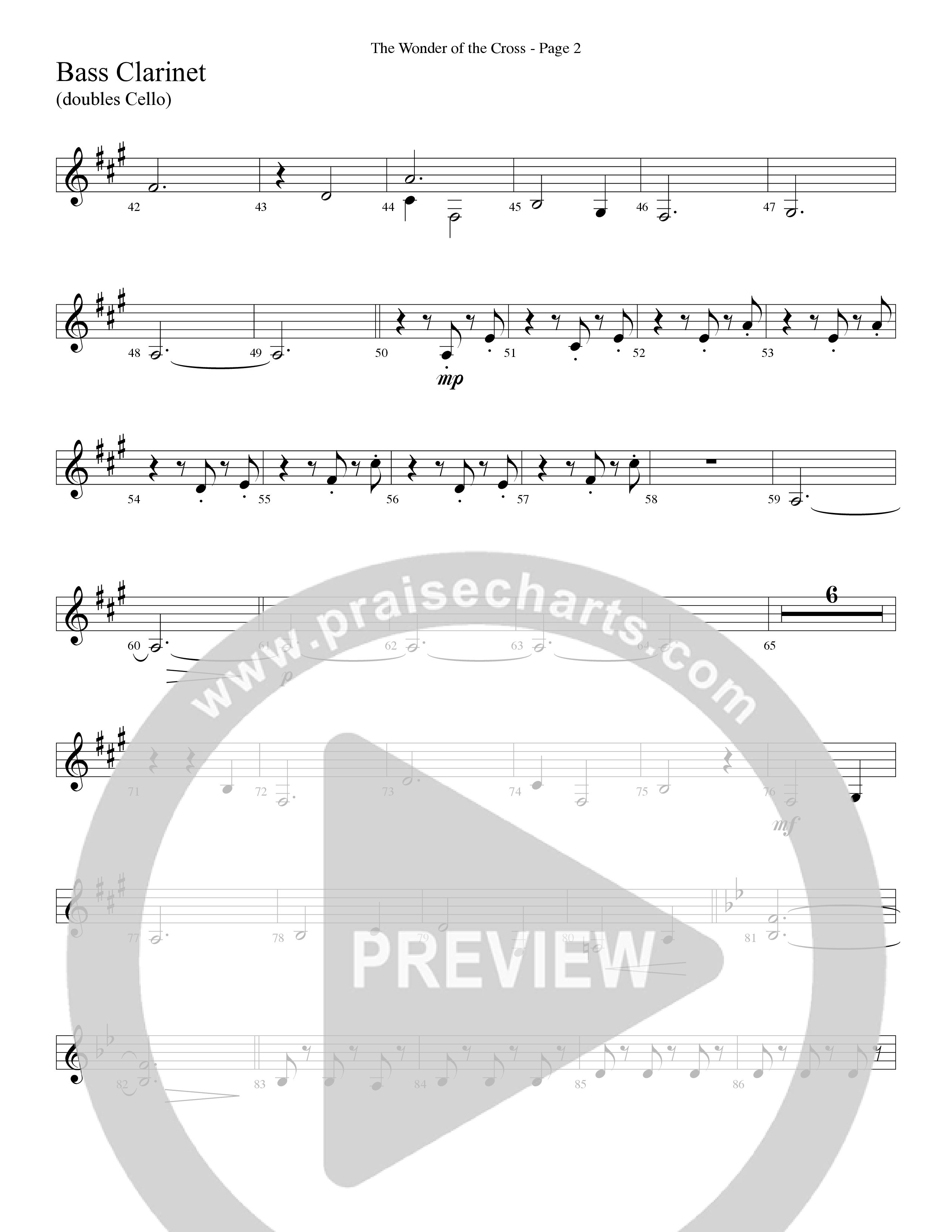 The Wonder Of The Cross (Choral Anthem SATB) Bass Clarinet (Word Music Choral / Arr. Dave Williamson)
