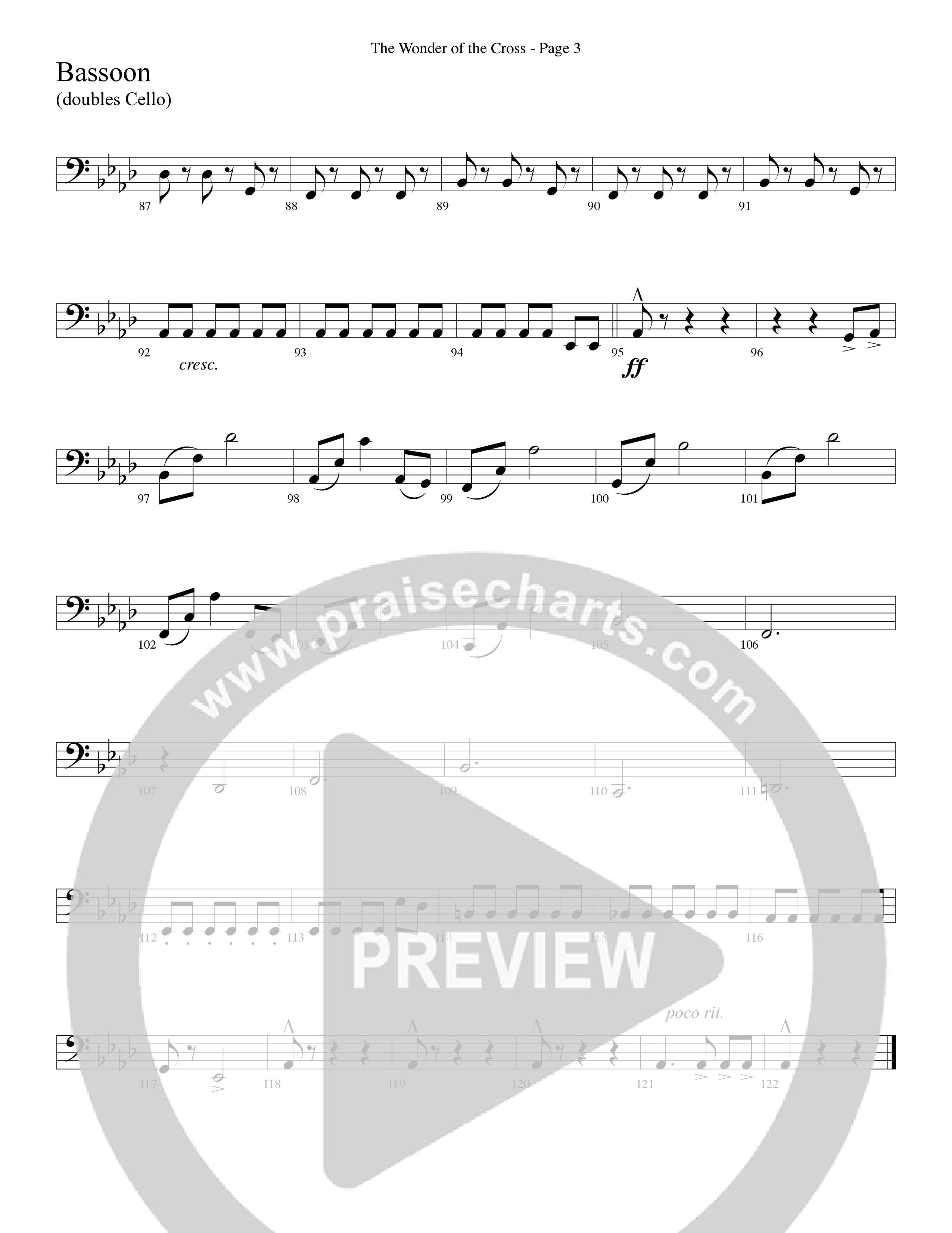 The Wonder Of The Cross (Choral Anthem SATB) Bassoon (Word Music Choral / Arr. Dave Williamson)