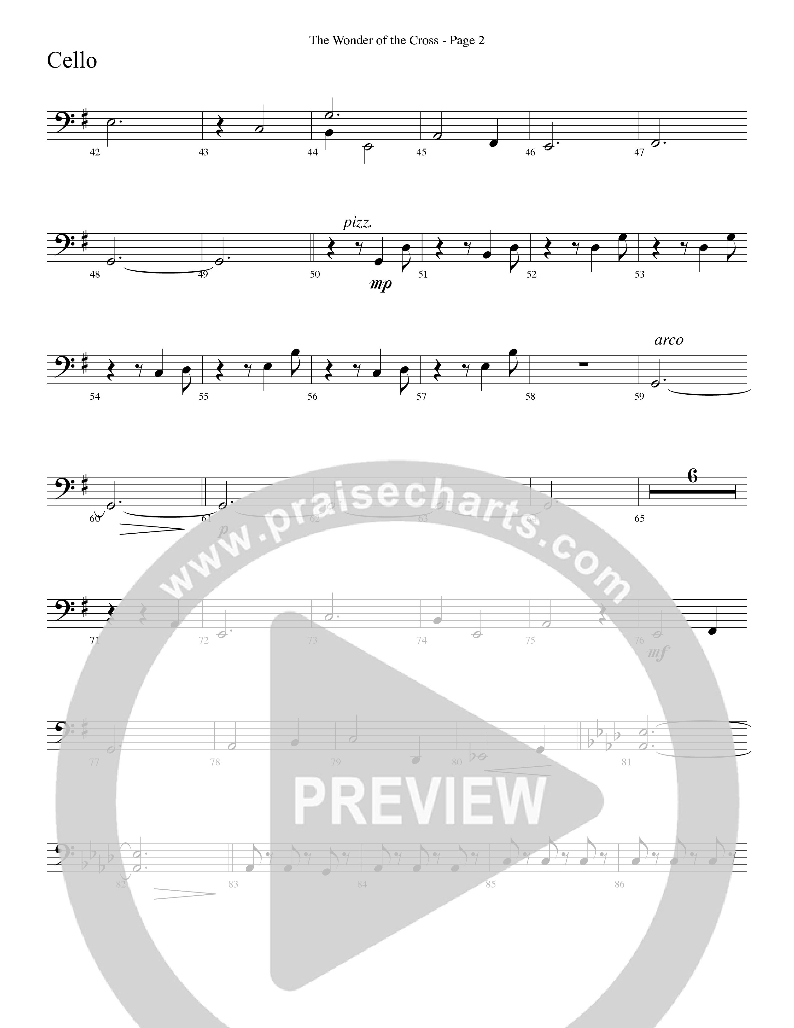 The Wonder Of The Cross (Choral Anthem SATB) Cello (Word Music Choral / Arr. Dave Williamson)