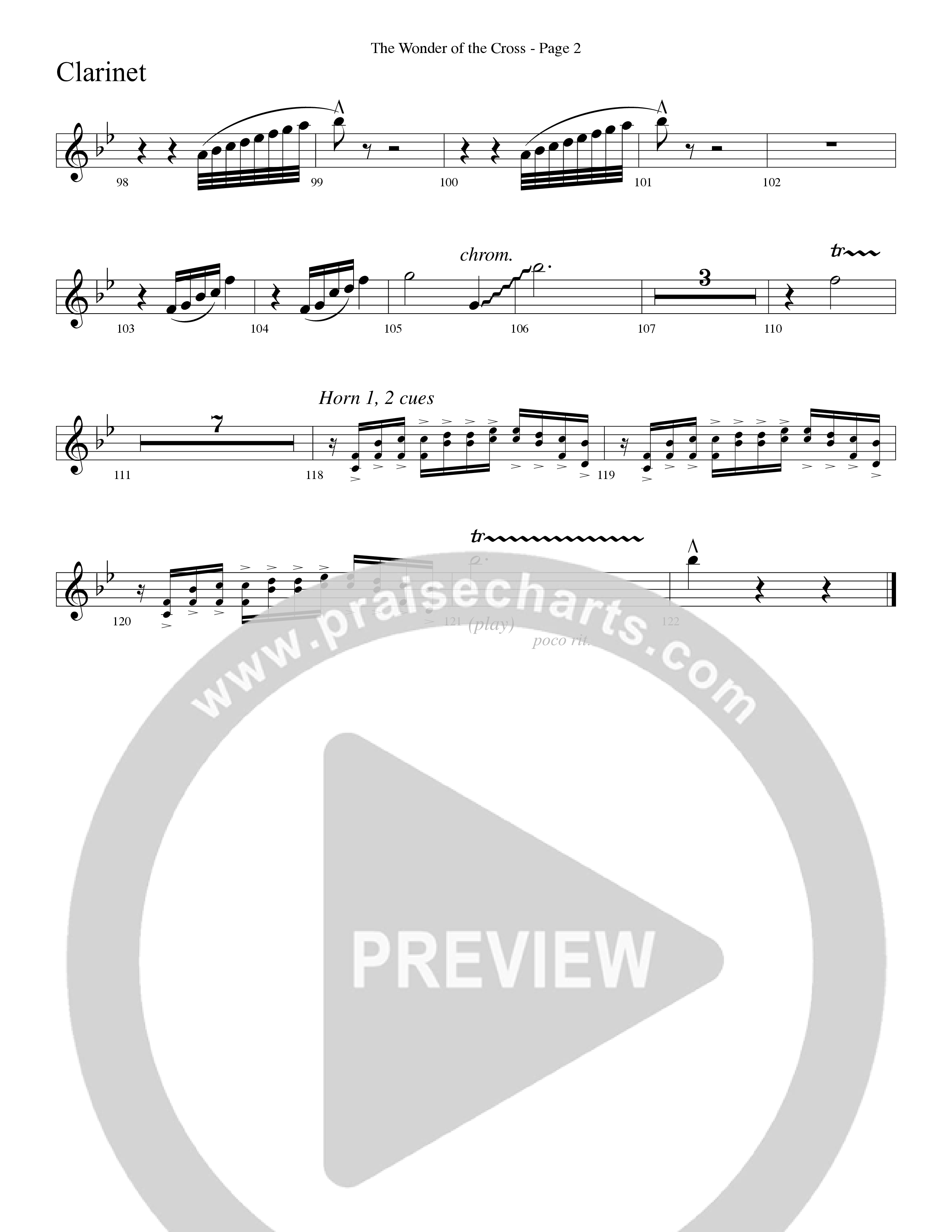 The Wonder Of The Cross (Choral Anthem SATB) Clarinet (Word Music Choral / Arr. Dave Williamson)