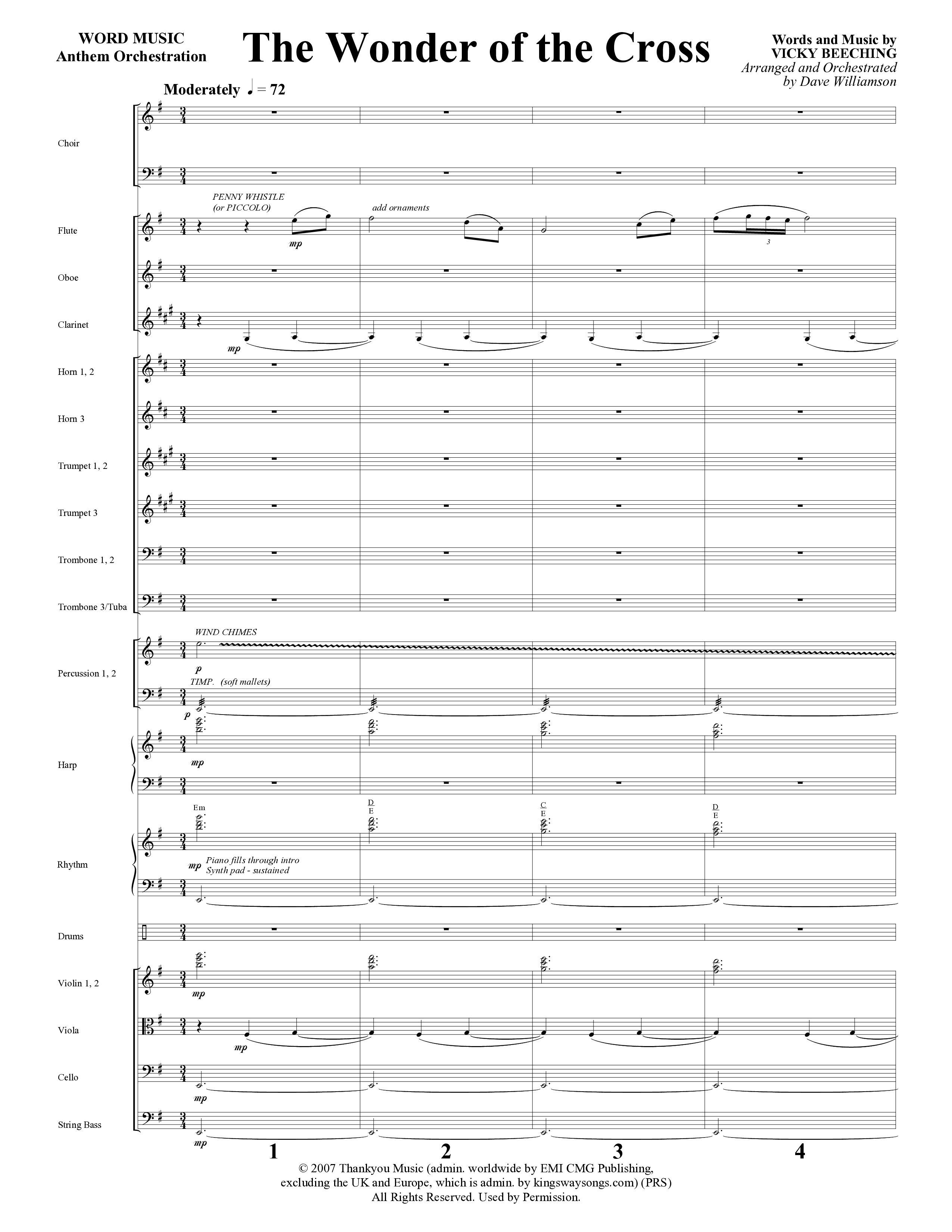 The Wonder Of The Cross (Choral Anthem SATB) Orchestration (Word Music Choral / Arr. Dave Williamson)