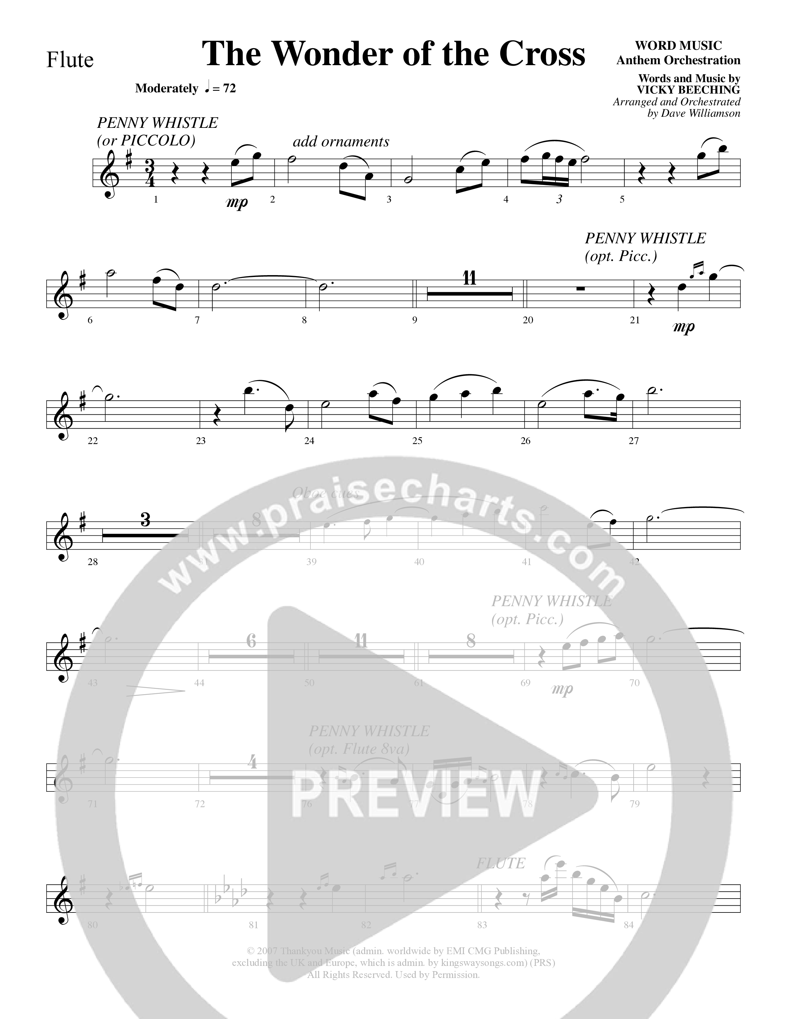 The Wonder Of The Cross (Choral Anthem SATB) Flute (Word Music Choral / Arr. Dave Williamson)