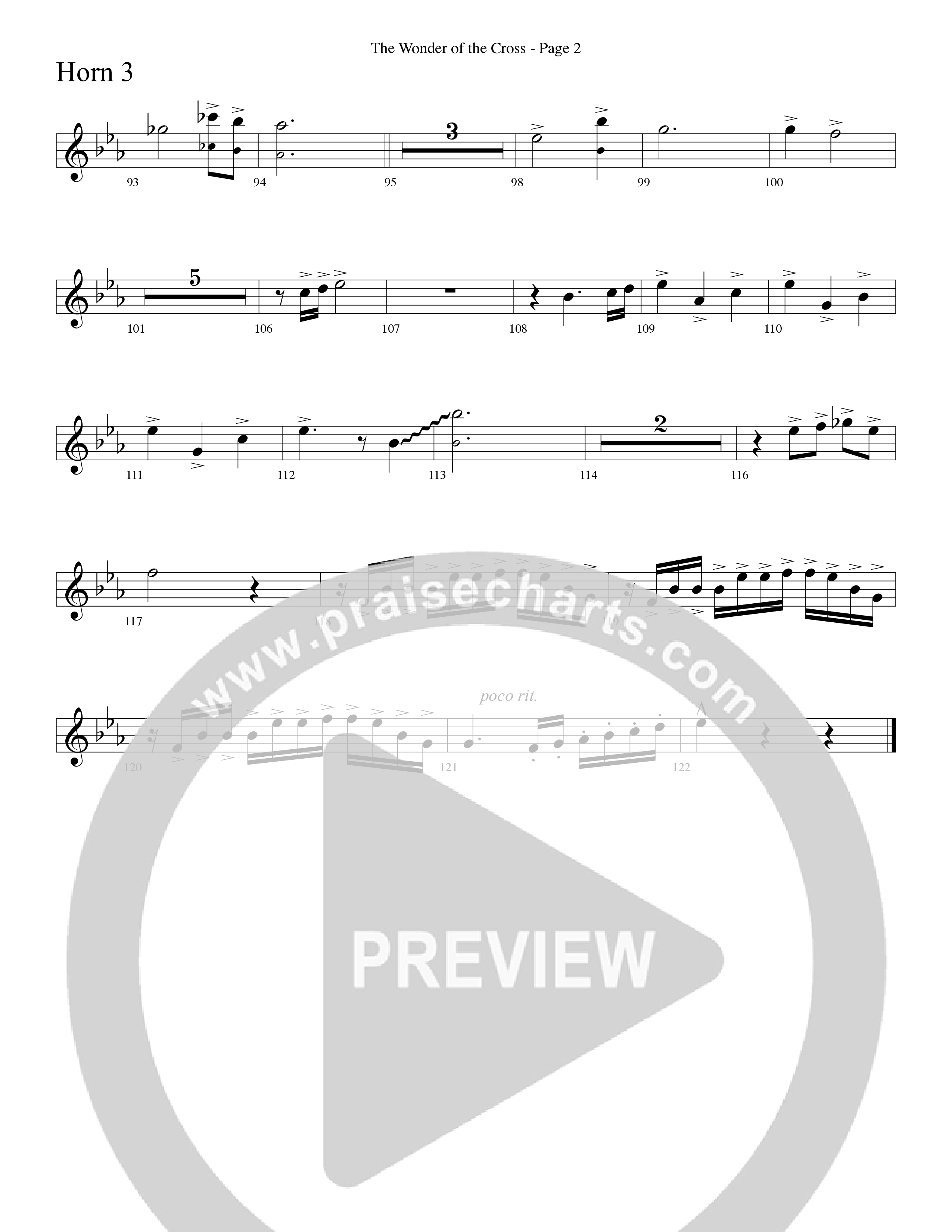The Wonder Of The Cross (Choral Anthem SATB) French Horn 3 (Word Music Choral / Arr. Dave Williamson)