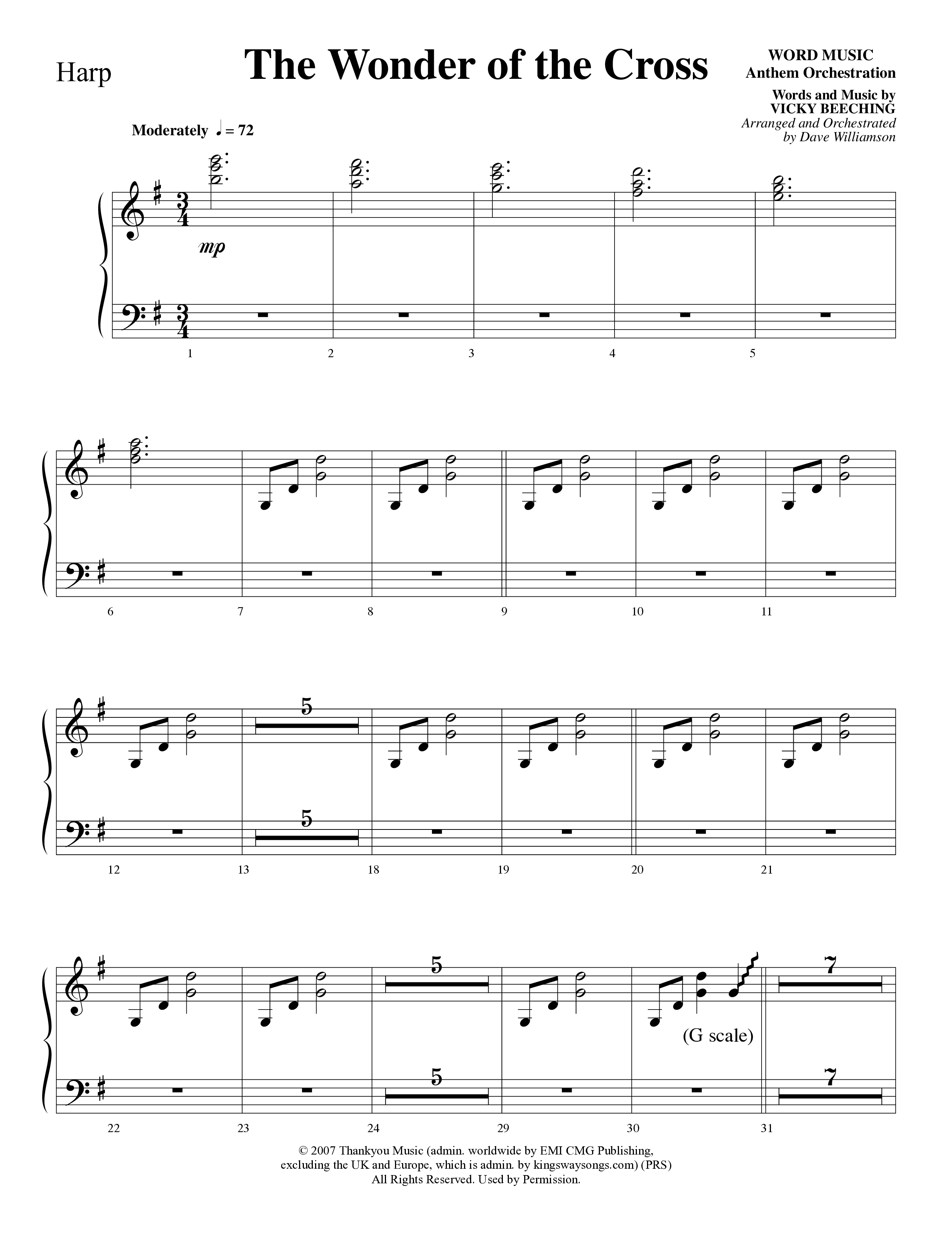 The Wonder Of The Cross (Choral Anthem SATB) Harp (Word Music Choral / Arr. Dave Williamson)