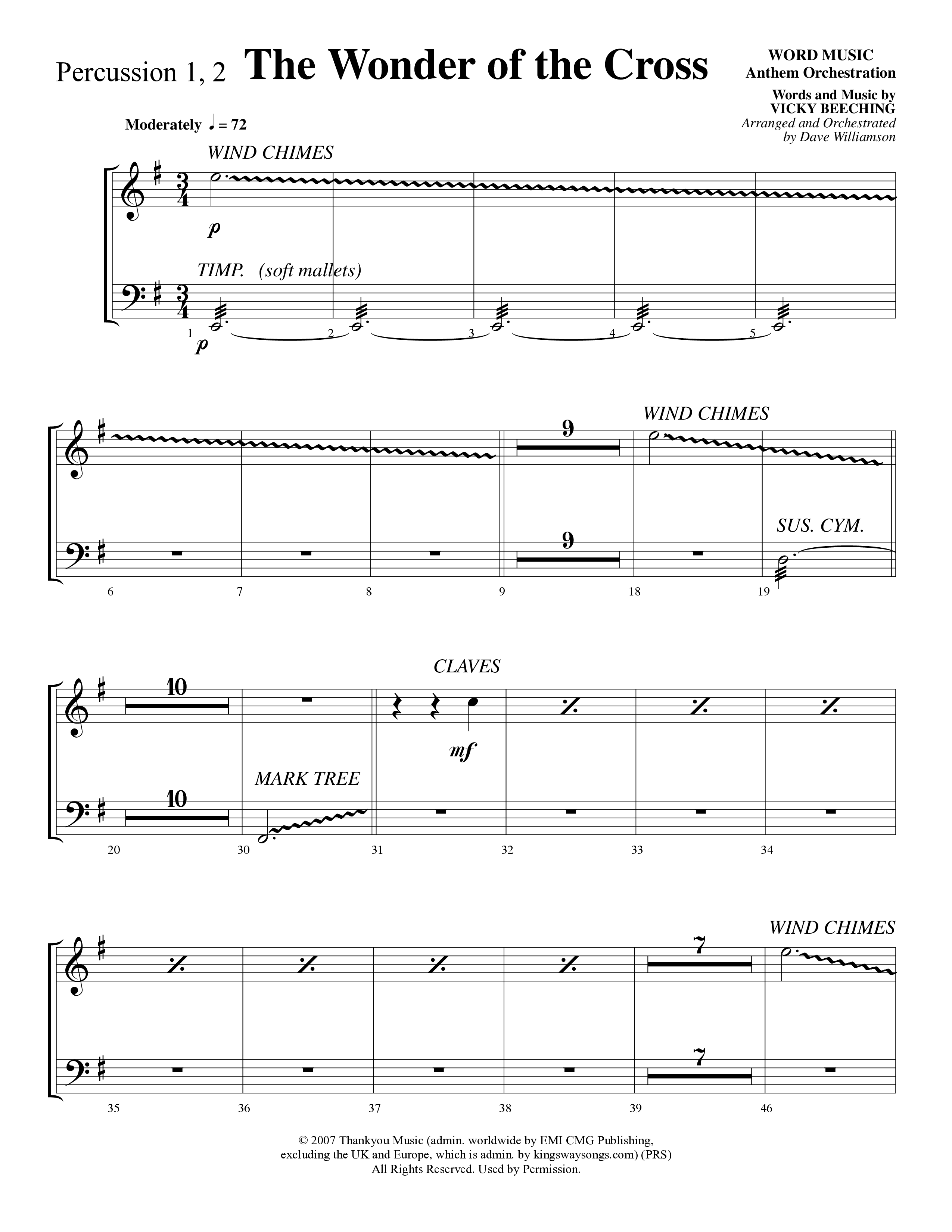 The Wonder Of The Cross (Choral Anthem SATB) Percussion (Word Music Choral / Arr. Dave Williamson)
