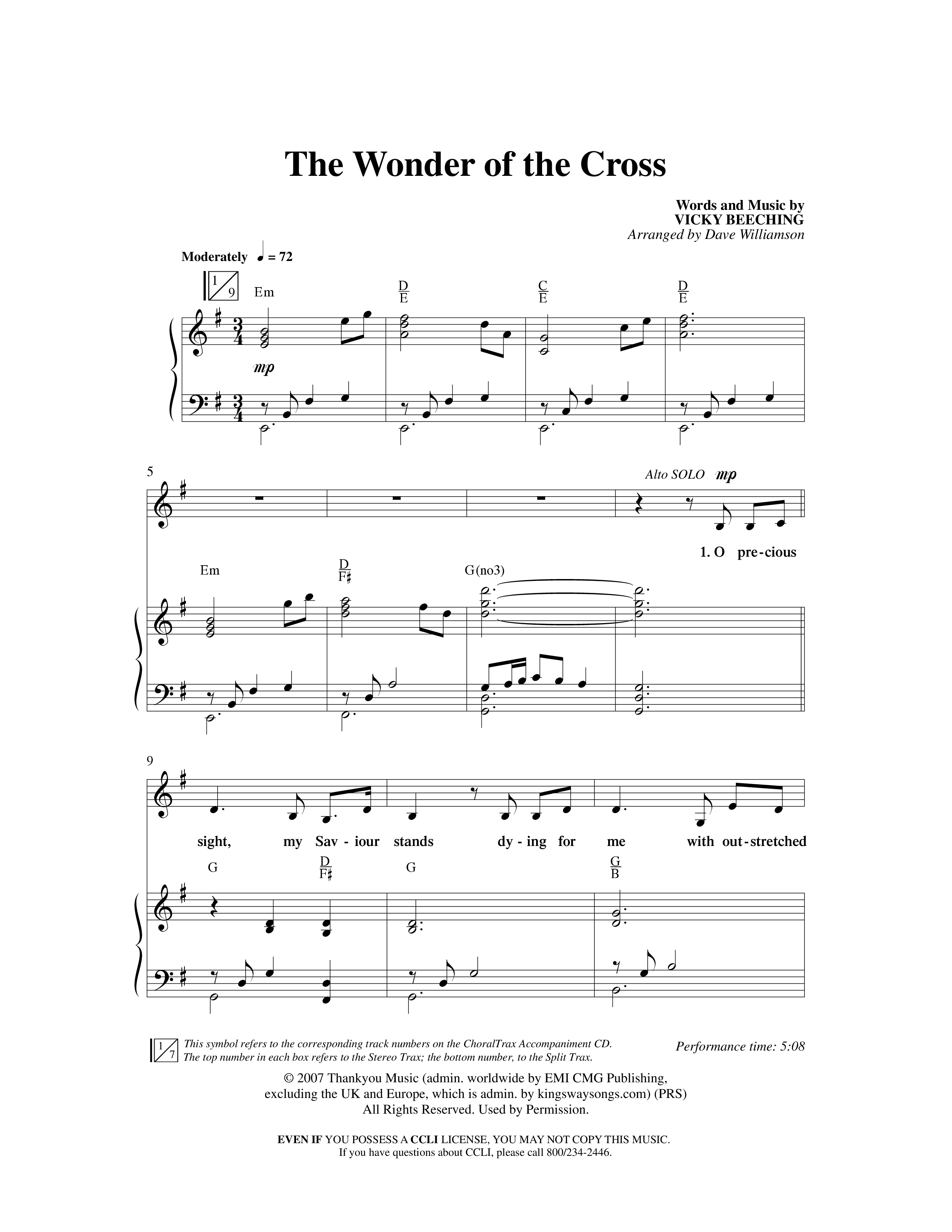 The Wonder Of The Cross (Choral Anthem SATB) Anthem (SATB/Piano) (Word Music Choral / Arr. Dave Williamson)