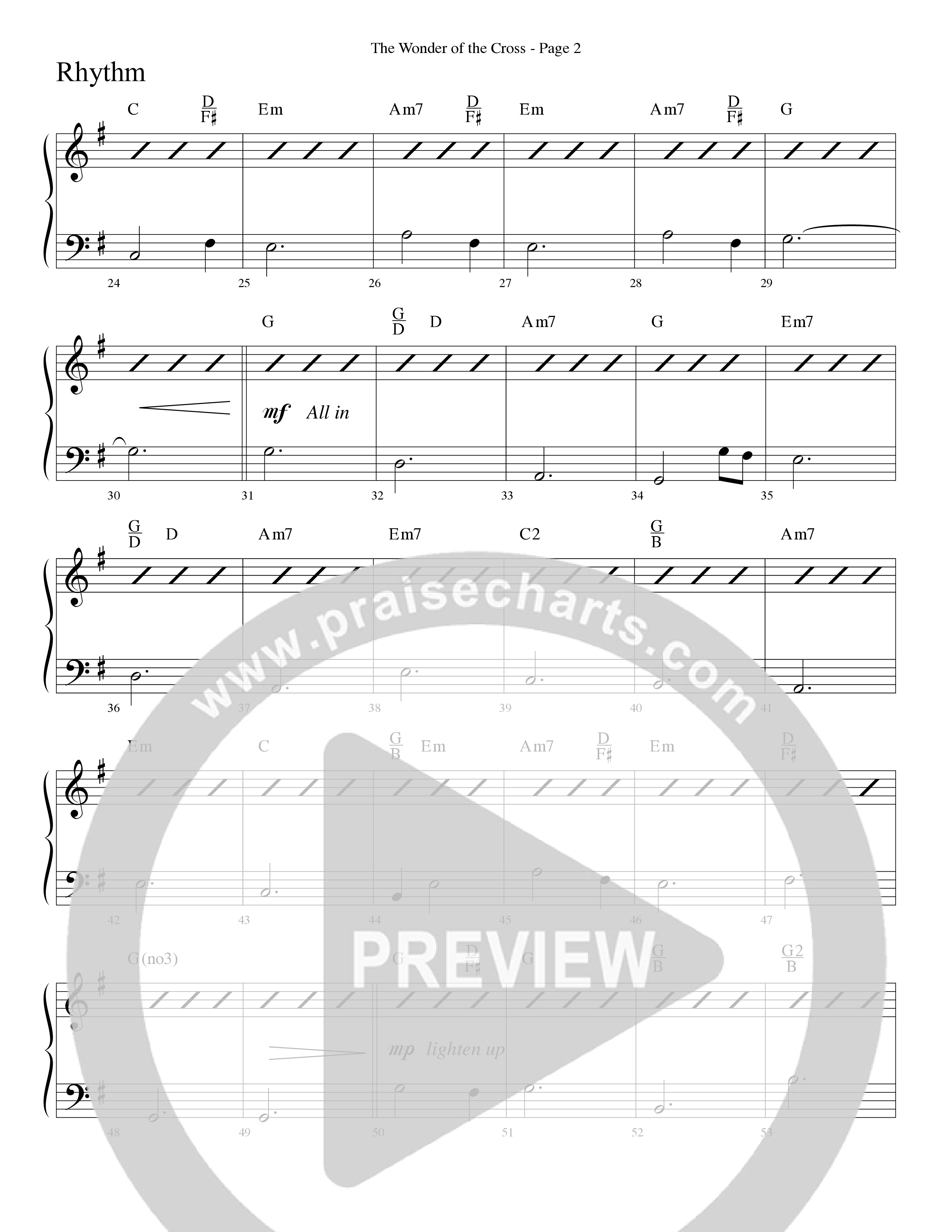 The Wonder Of The Cross (Choral Anthem SATB) Rhythm Chart (Word Music Choral / Arr. Dave Williamson)