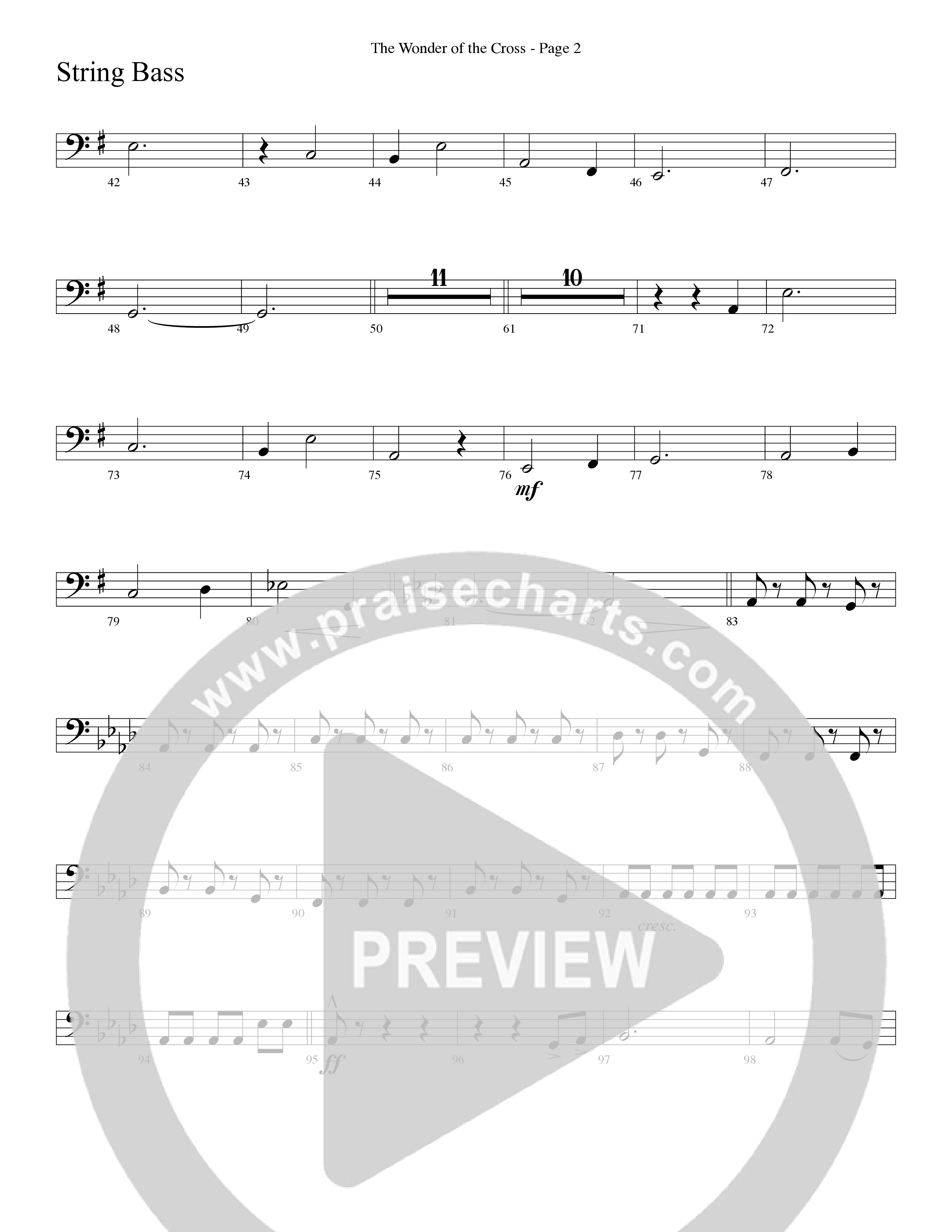 The Wonder Of The Cross (Choral Anthem SATB) String Bass (Word Music Choral / Arr. Dave Williamson)