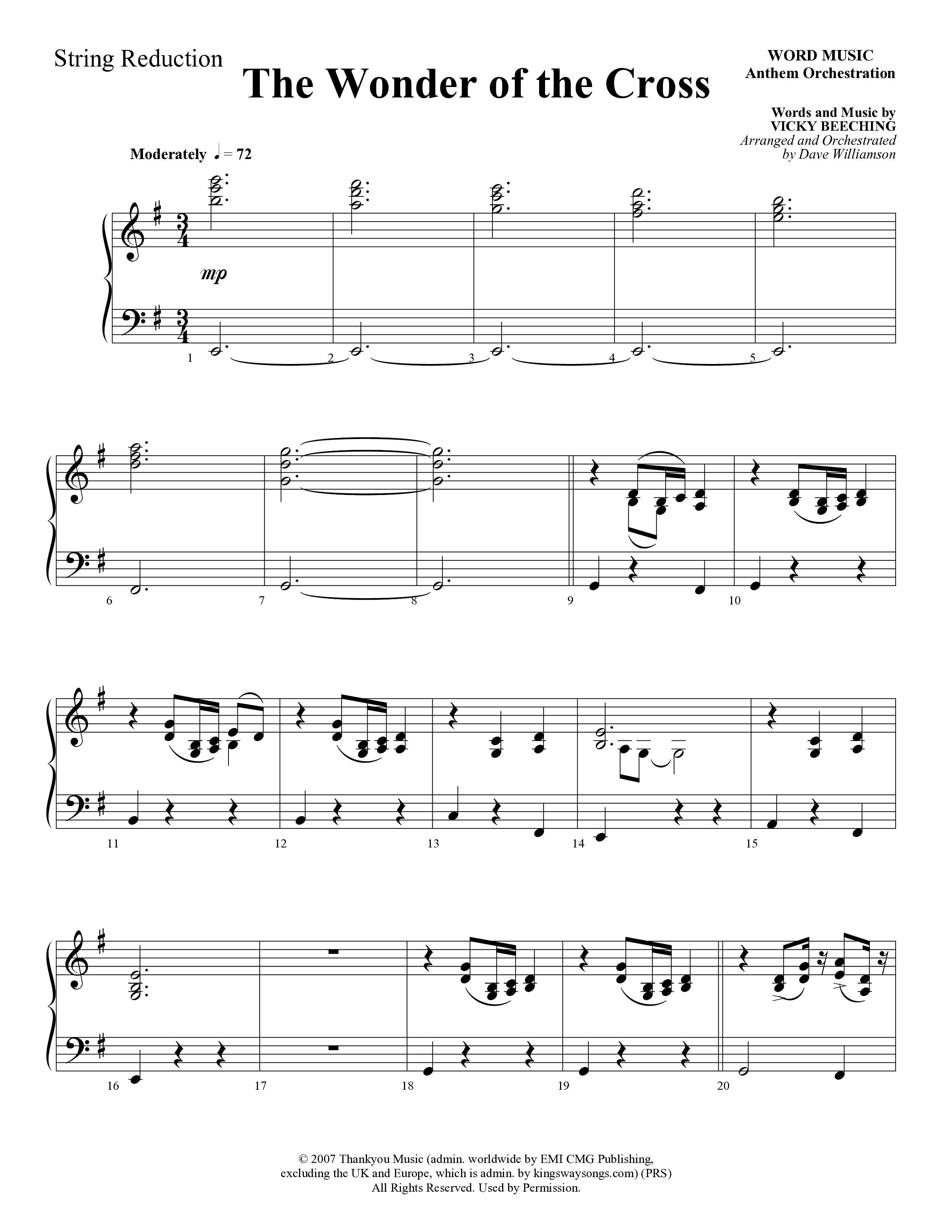 The Wonder Of The Cross (Choral Anthem SATB) String Reduction (Word Music Choral / Arr. Dave Williamson)
