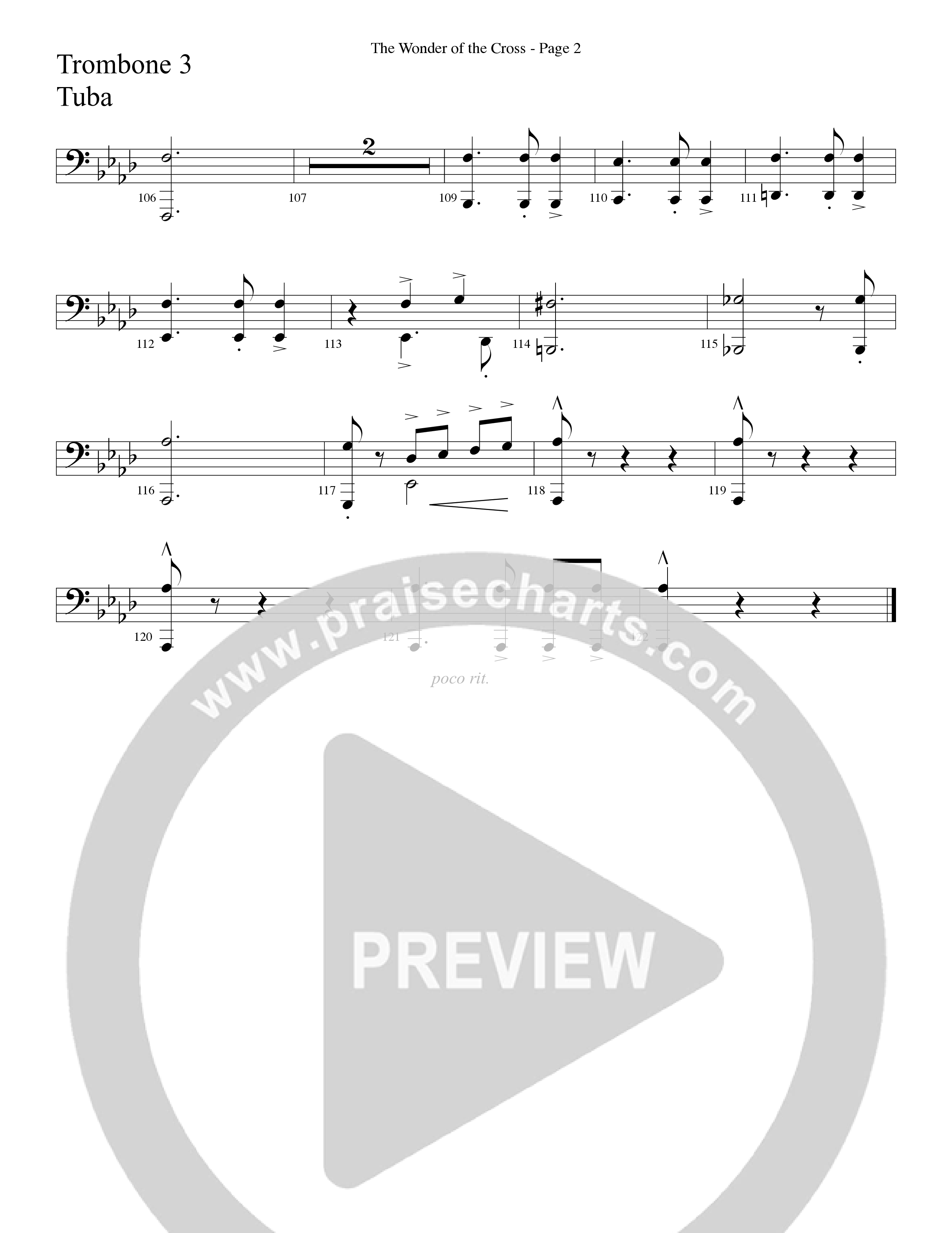 The Wonder Of The Cross (Choral Anthem SATB) Trombone 3/Tuba (Word Music Choral / Arr. Dave Williamson)