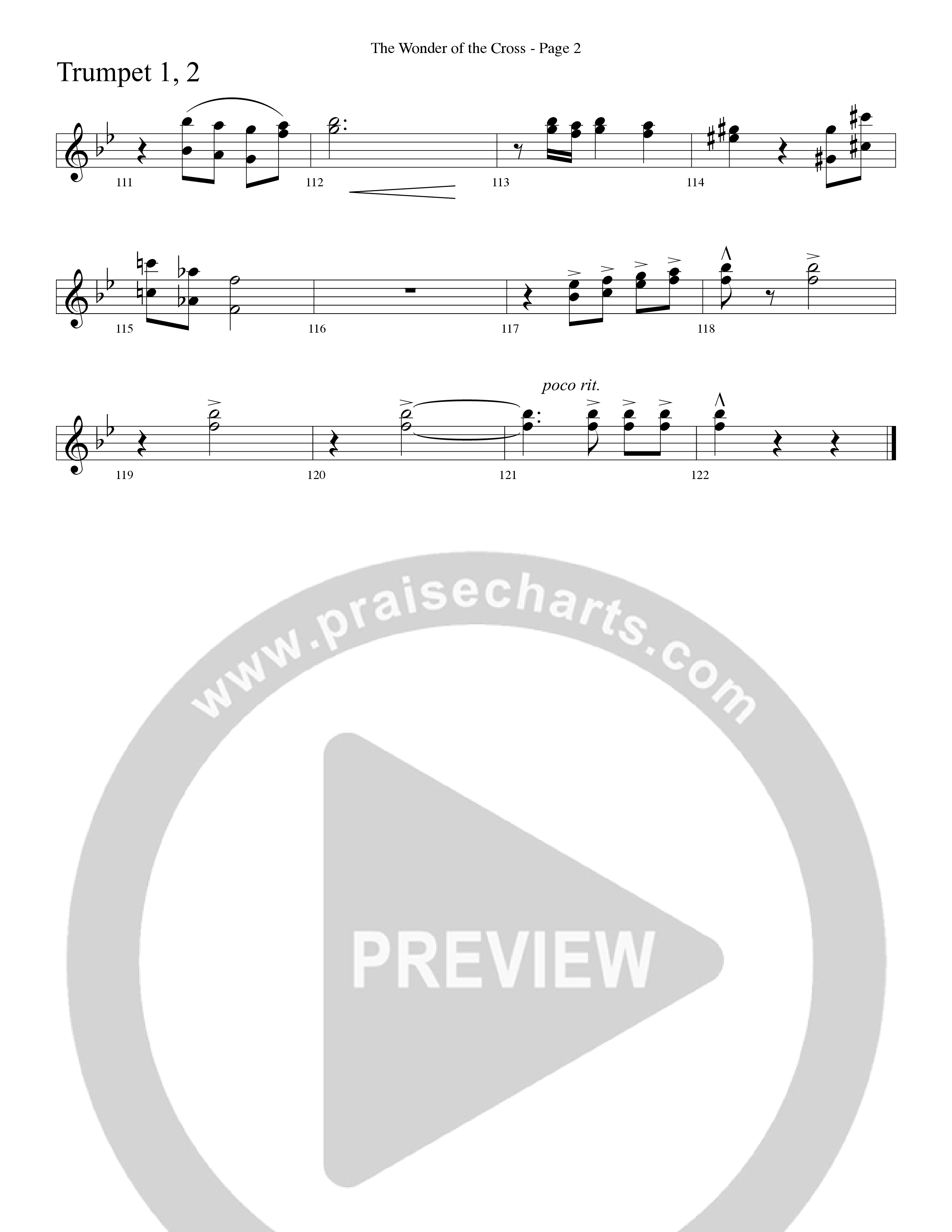 The Wonder Of The Cross (Choral Anthem SATB) Trumpet 1,2 (Word Music Choral / Arr. Dave Williamson)