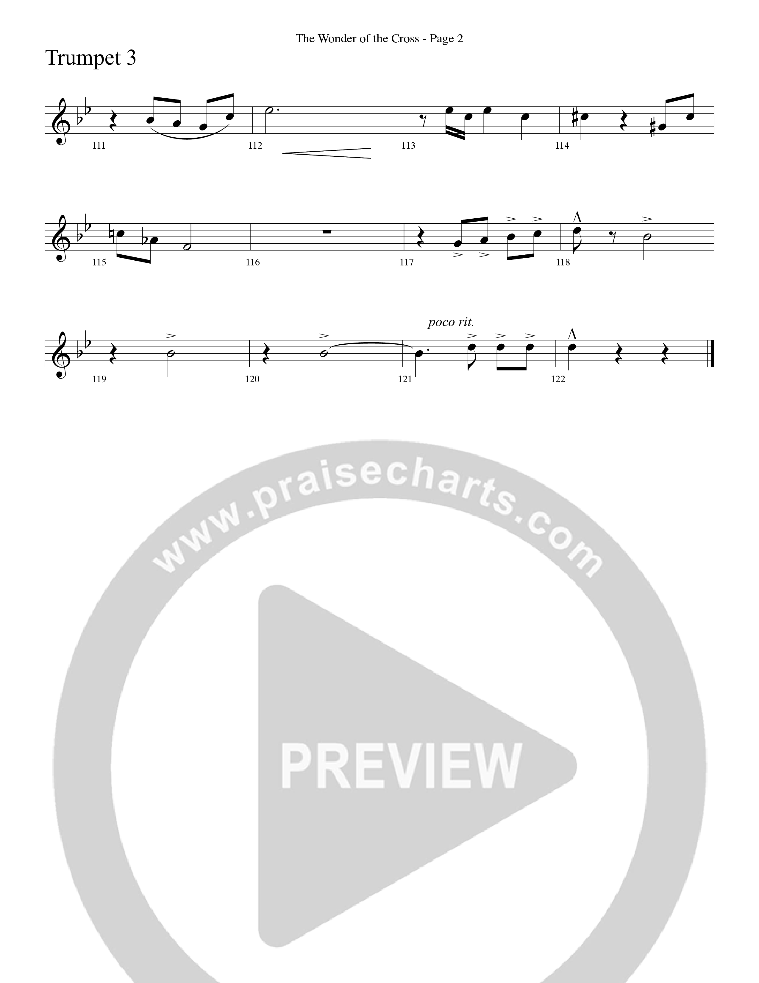 The Wonder Of The Cross (Choral Anthem SATB) Trumpet 3 (Word Music Choral / Arr. Dave Williamson)
