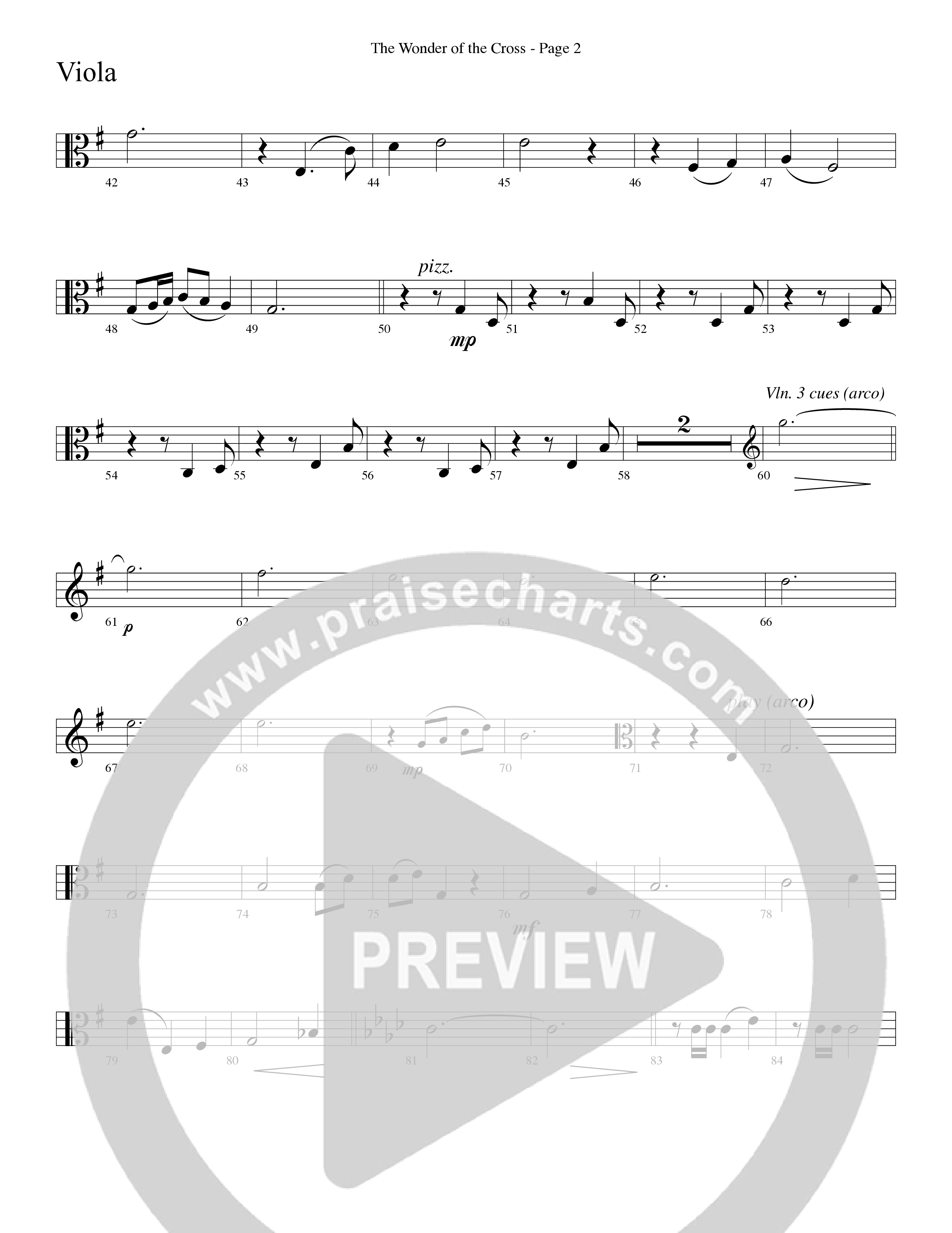 The Wonder Of The Cross (Choral Anthem SATB) Viola (Word Music Choral / Arr. Dave Williamson)