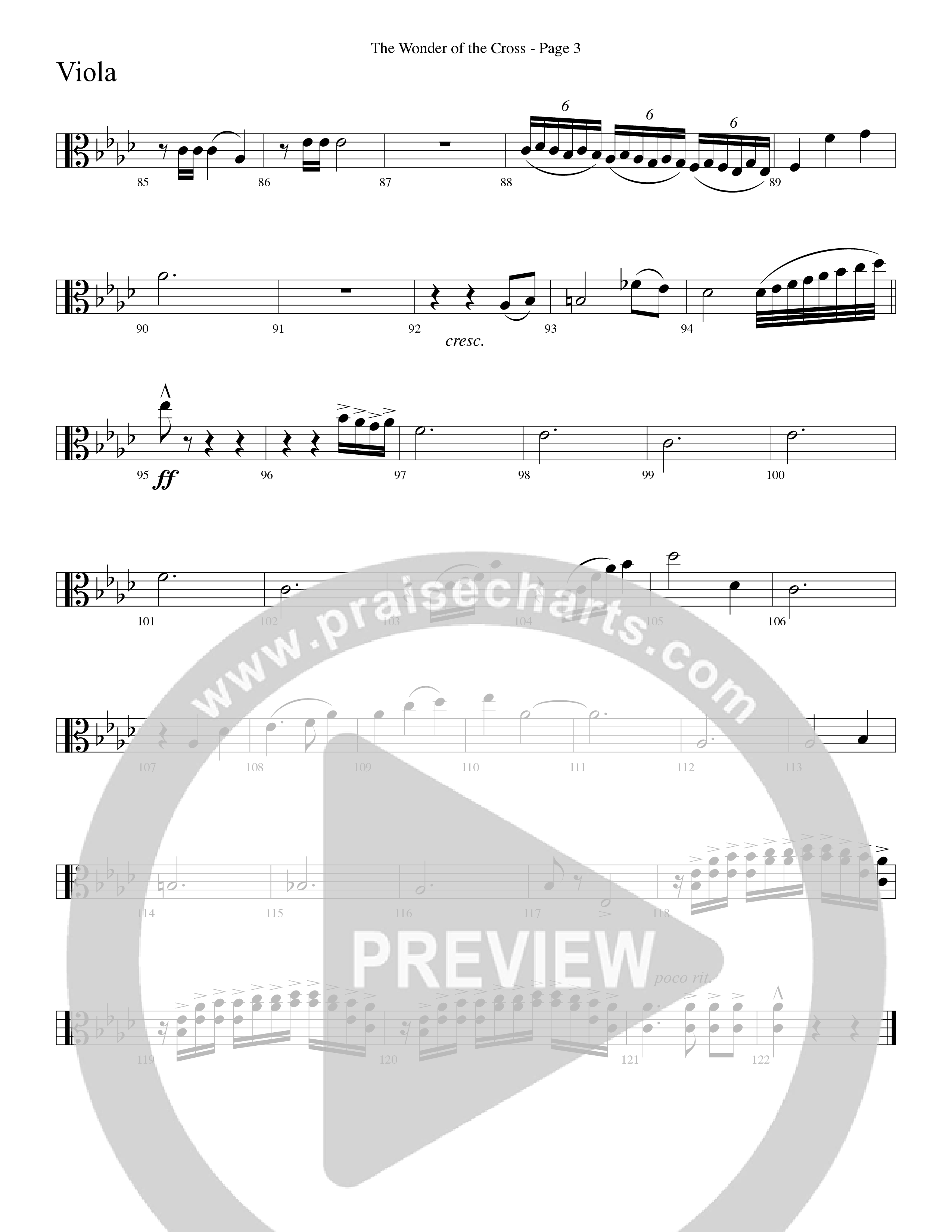 The Wonder Of The Cross (Choral Anthem SATB) Viola (Word Music Choral / Arr. Dave Williamson)