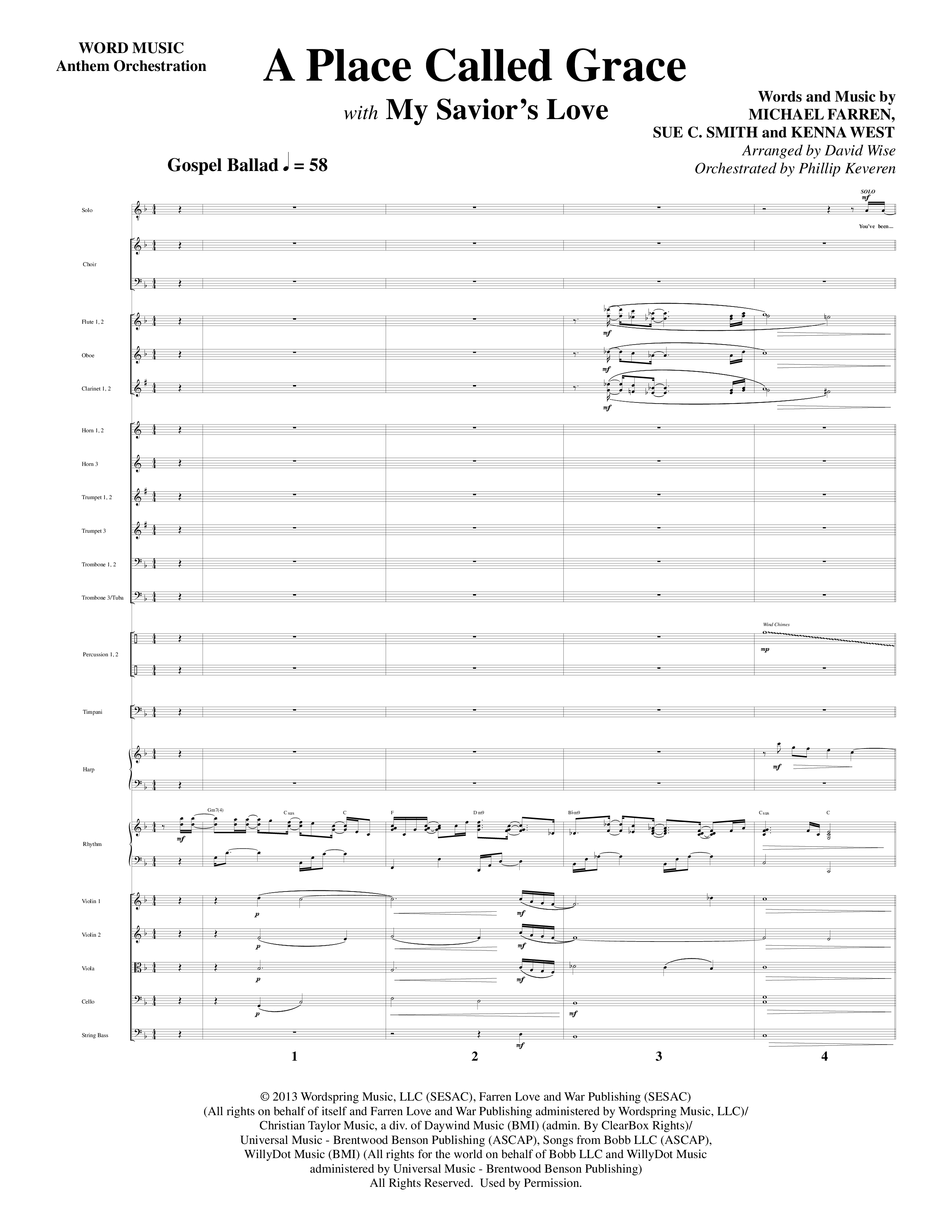 A Place Called Grace (with My Savior's Love) (Choral Anthem SATB) Orchestration (Arr. David Wise / Orch. Phillip Keveren)