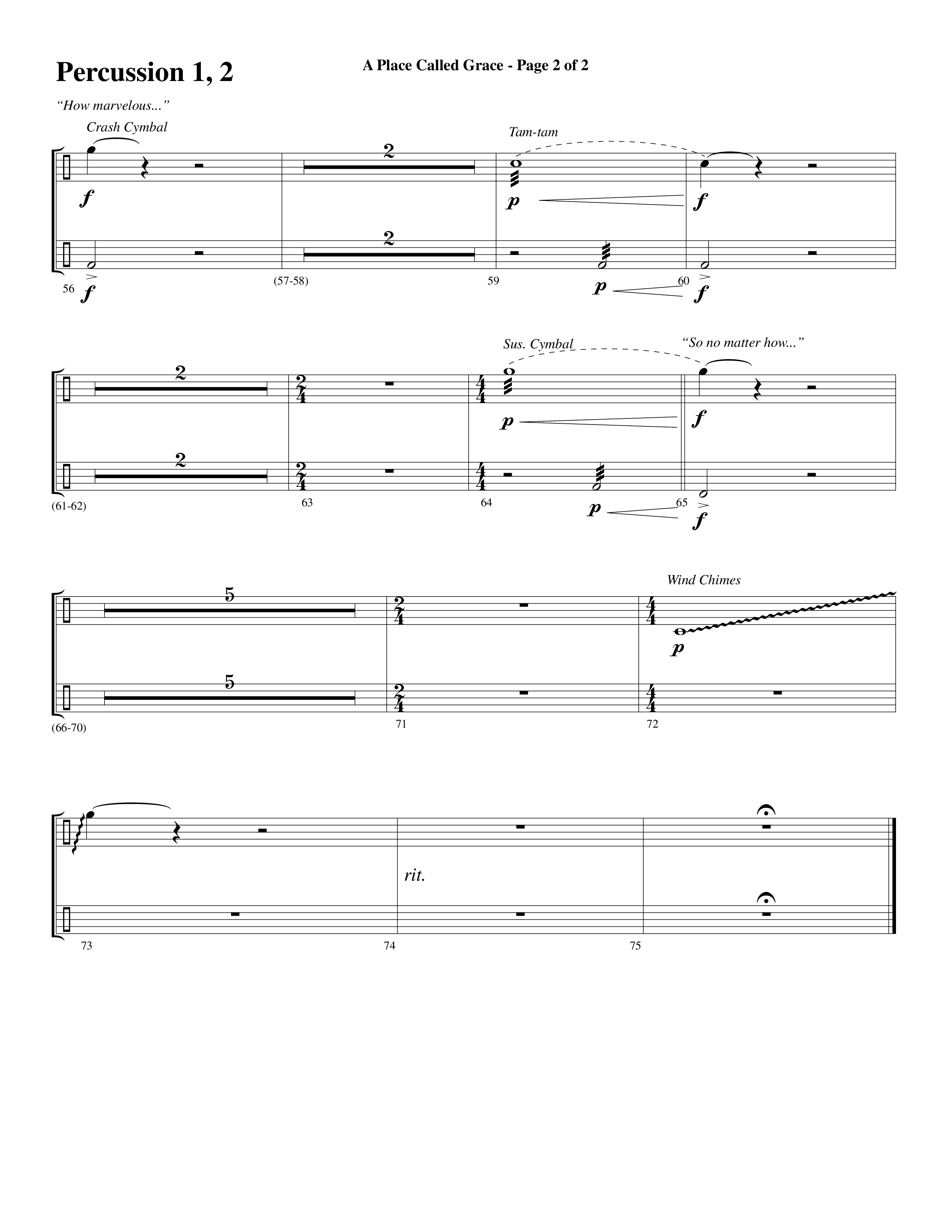 A Place Called Grace (with My Savior's Love) (Choral Anthem SATB) Percussion 1/2 (Arr. David Wise / Orch. Phillip Keveren)