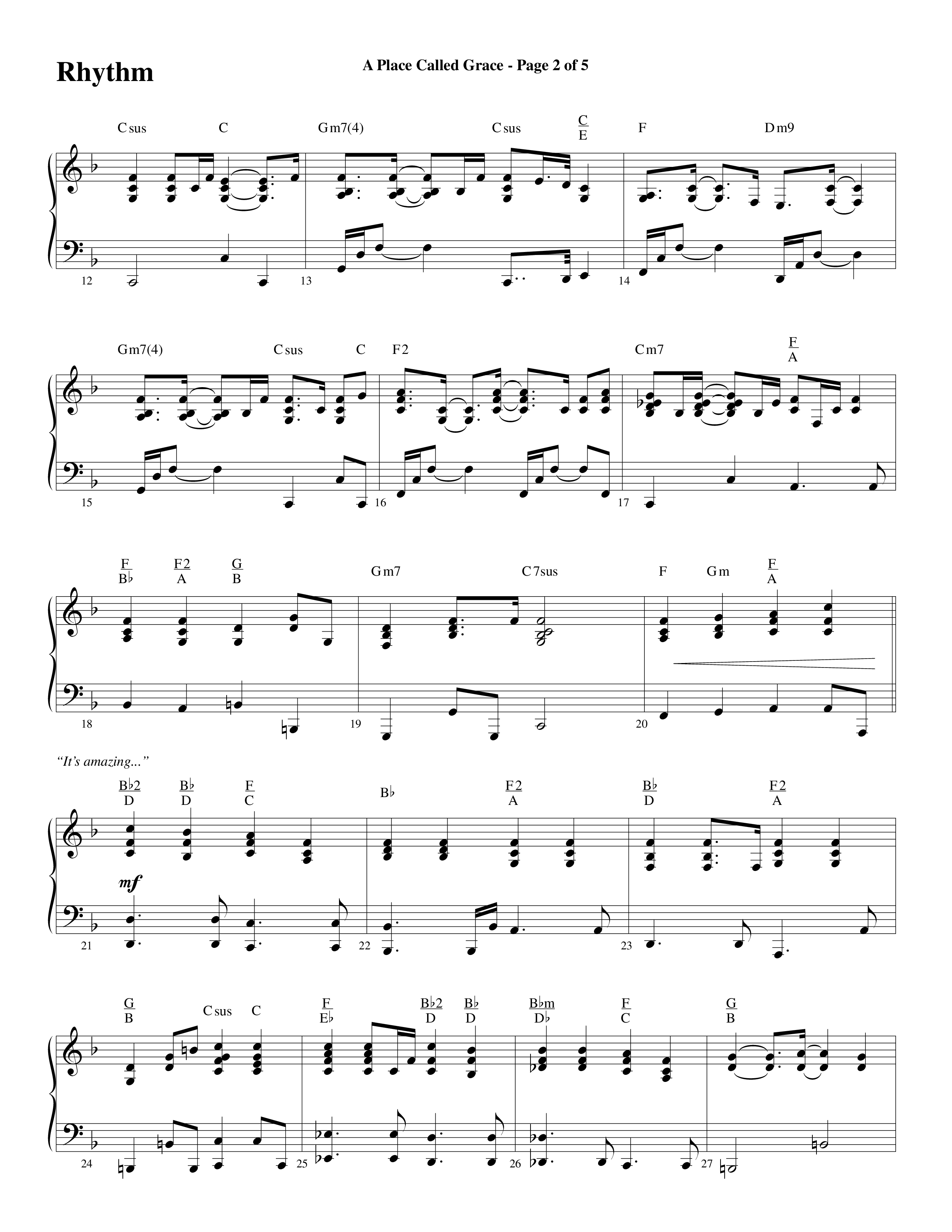 A Place Called Grace (with My Savior's Love) (Choral Anthem SATB) Rhythm Chart (Arr. David Wise / Orch. Phillip Keveren)