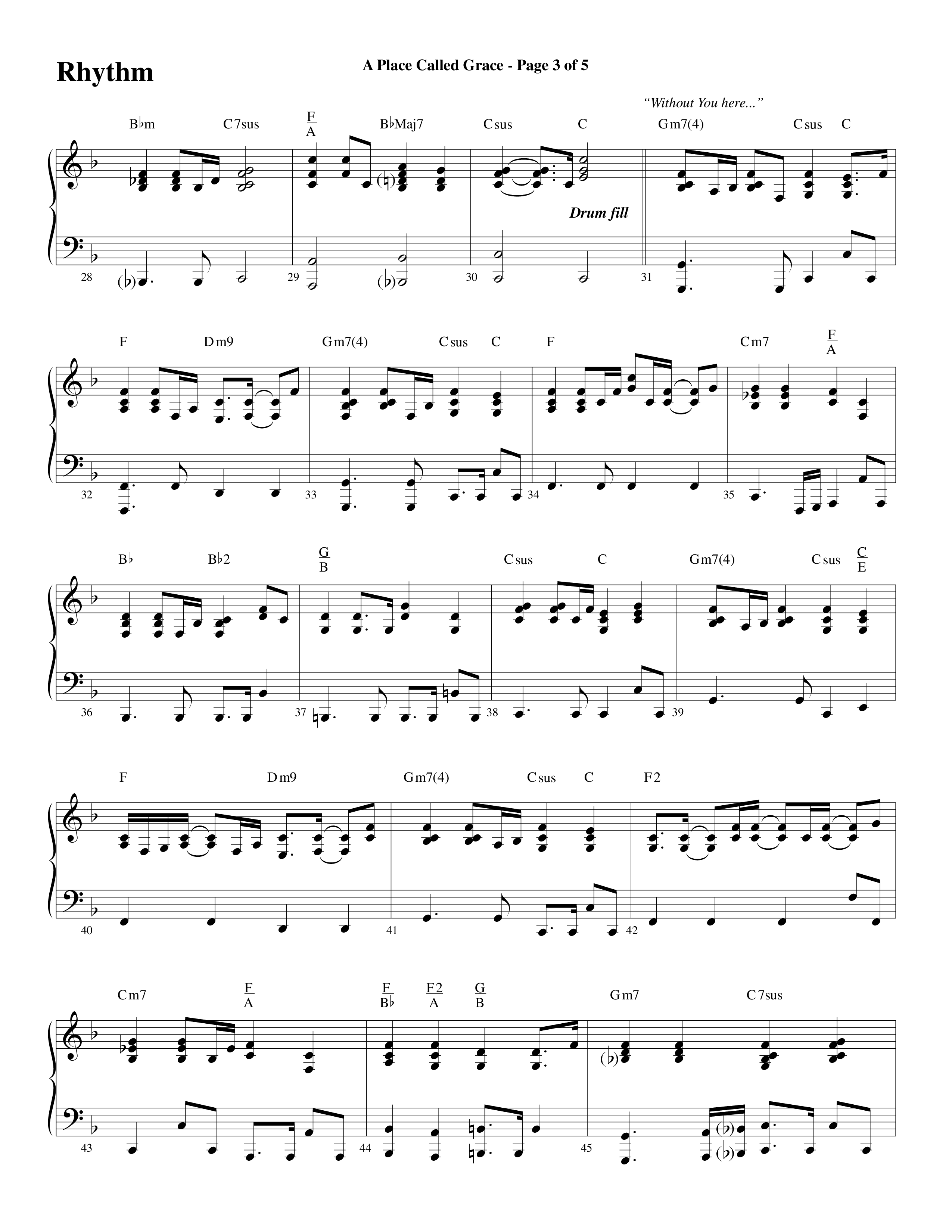 A Place Called Grace (with My Savior's Love) (Choral Anthem SATB) Rhythm Chart (Arr. David Wise / Orch. Phillip Keveren)
