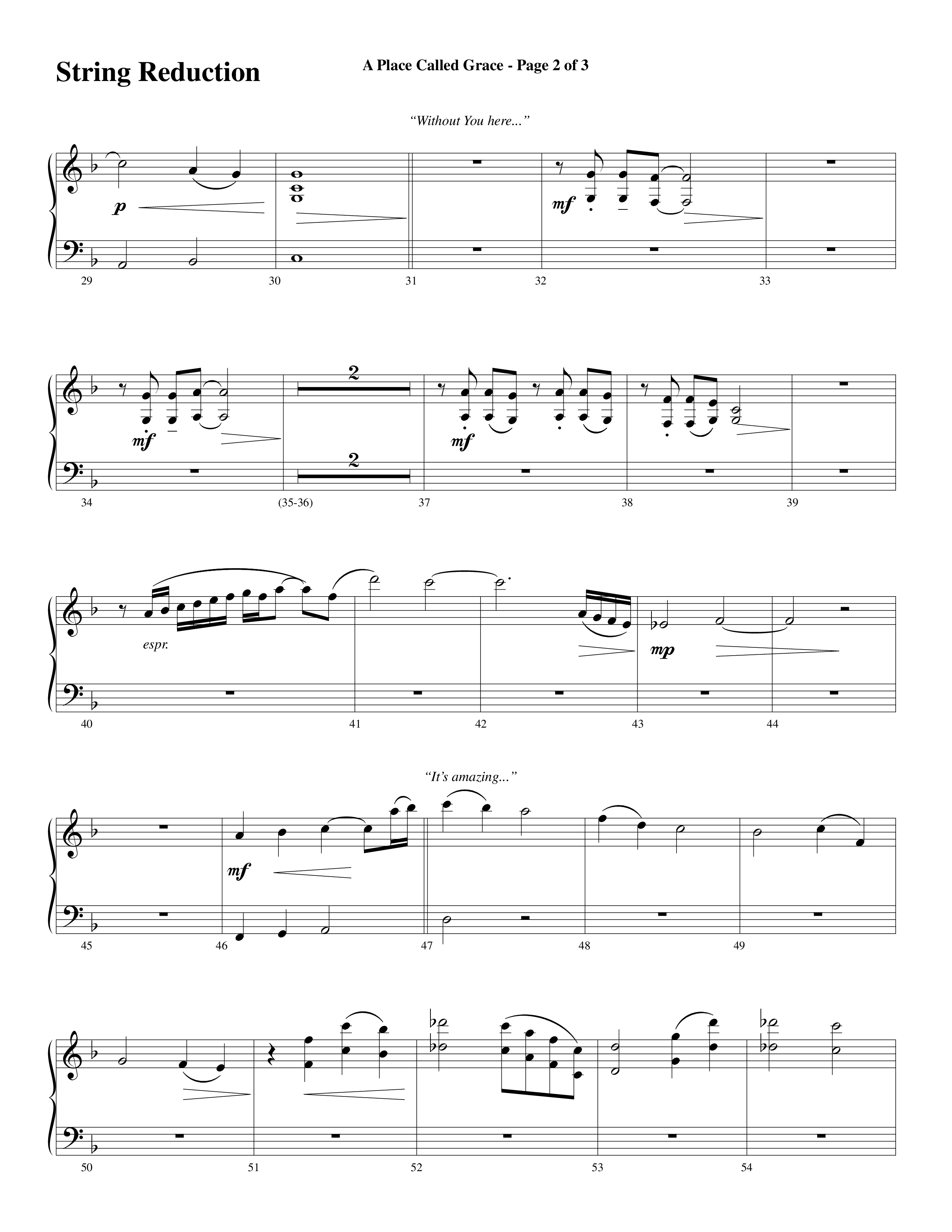 A Place Called Grace (with My Savior's Love) (Choral Anthem SATB) String Reduction (Arr. David Wise / Orch. Phillip Keveren)