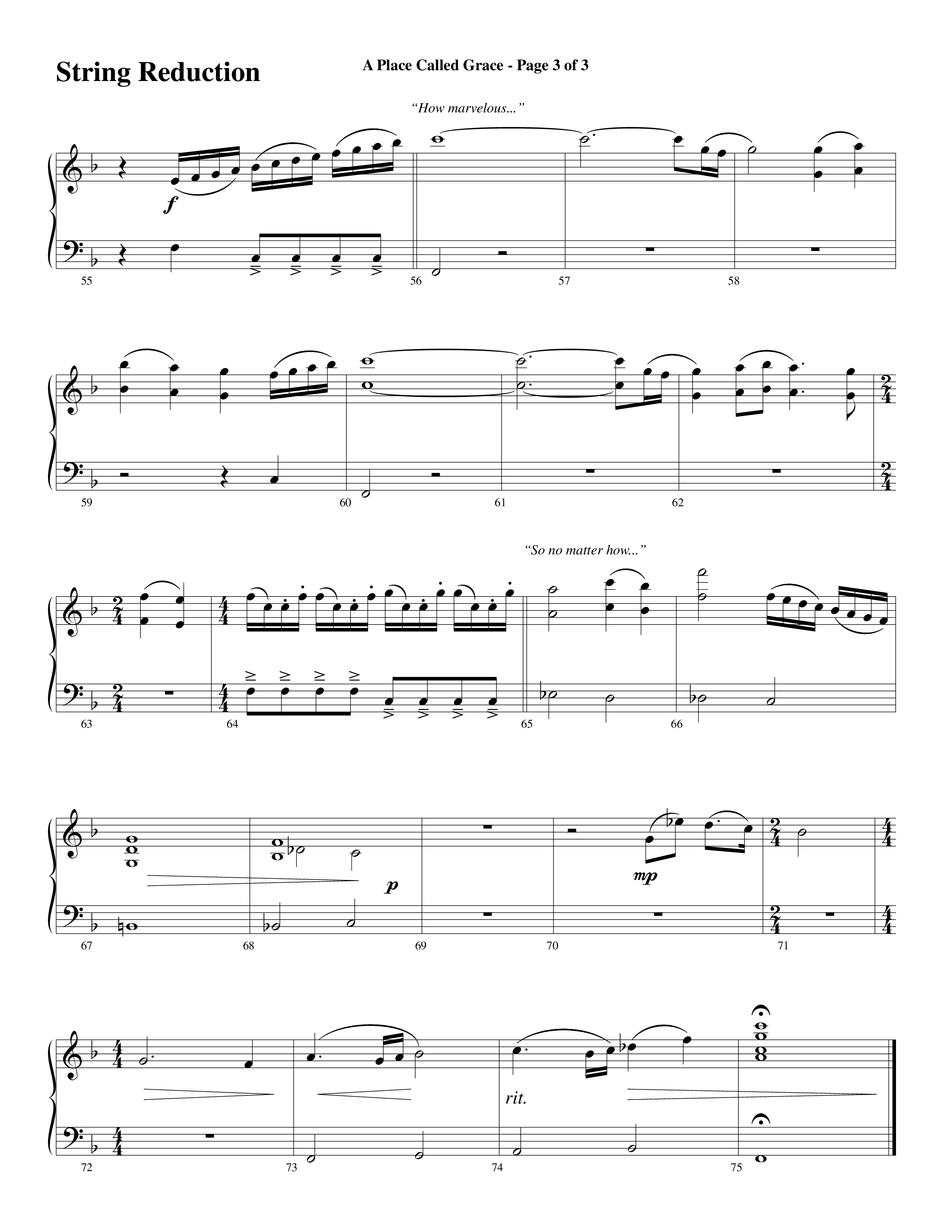 A Place Called Grace (with My Savior's Love) (Choral Anthem SATB) String Reduction (Arr. David Wise / Orch. Phillip Keveren)