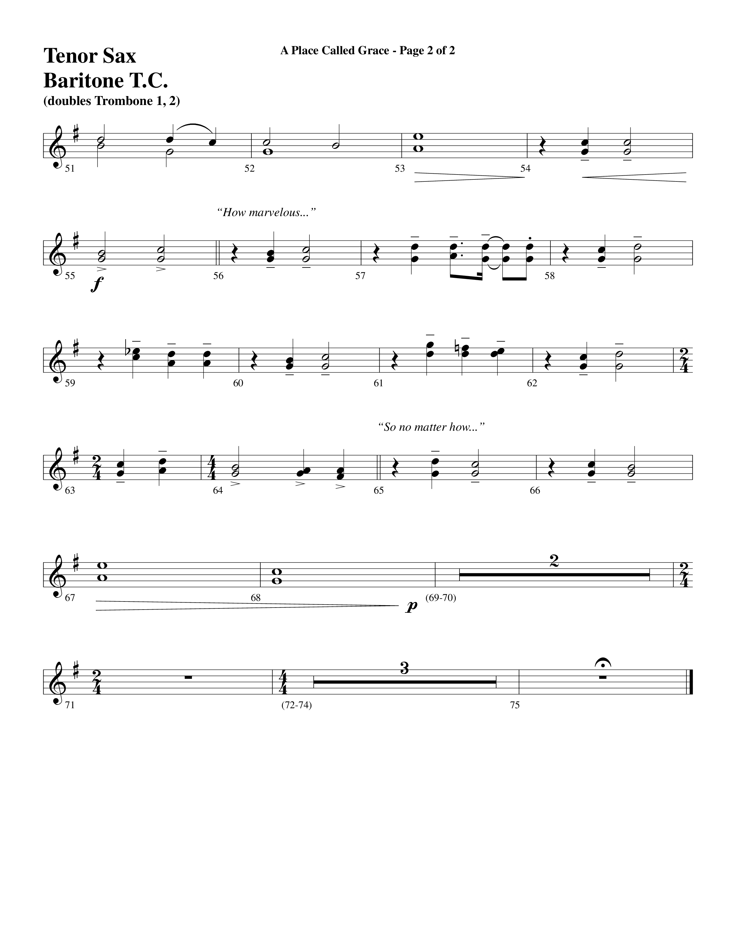 A Place Called Grace (with My Savior's Love) (Choral Anthem SATB) Tenor Sax/Baritone T.C. (Arr. David Wise / Orch. Phillip Keveren)