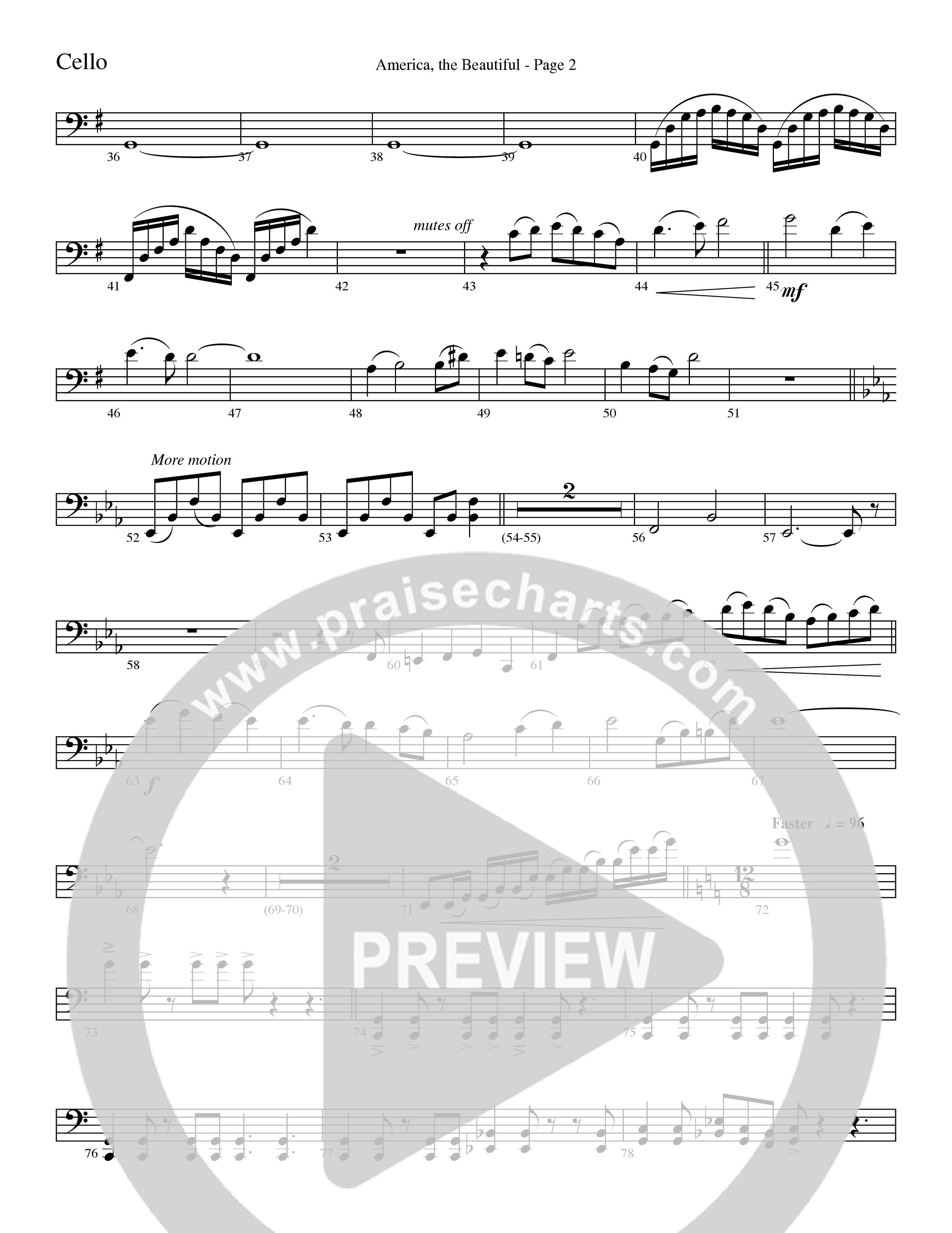 America, the Beautiful (Choral Anthem SATB) Cello (Word Music Choral / Arr. David T. Clydesdale)