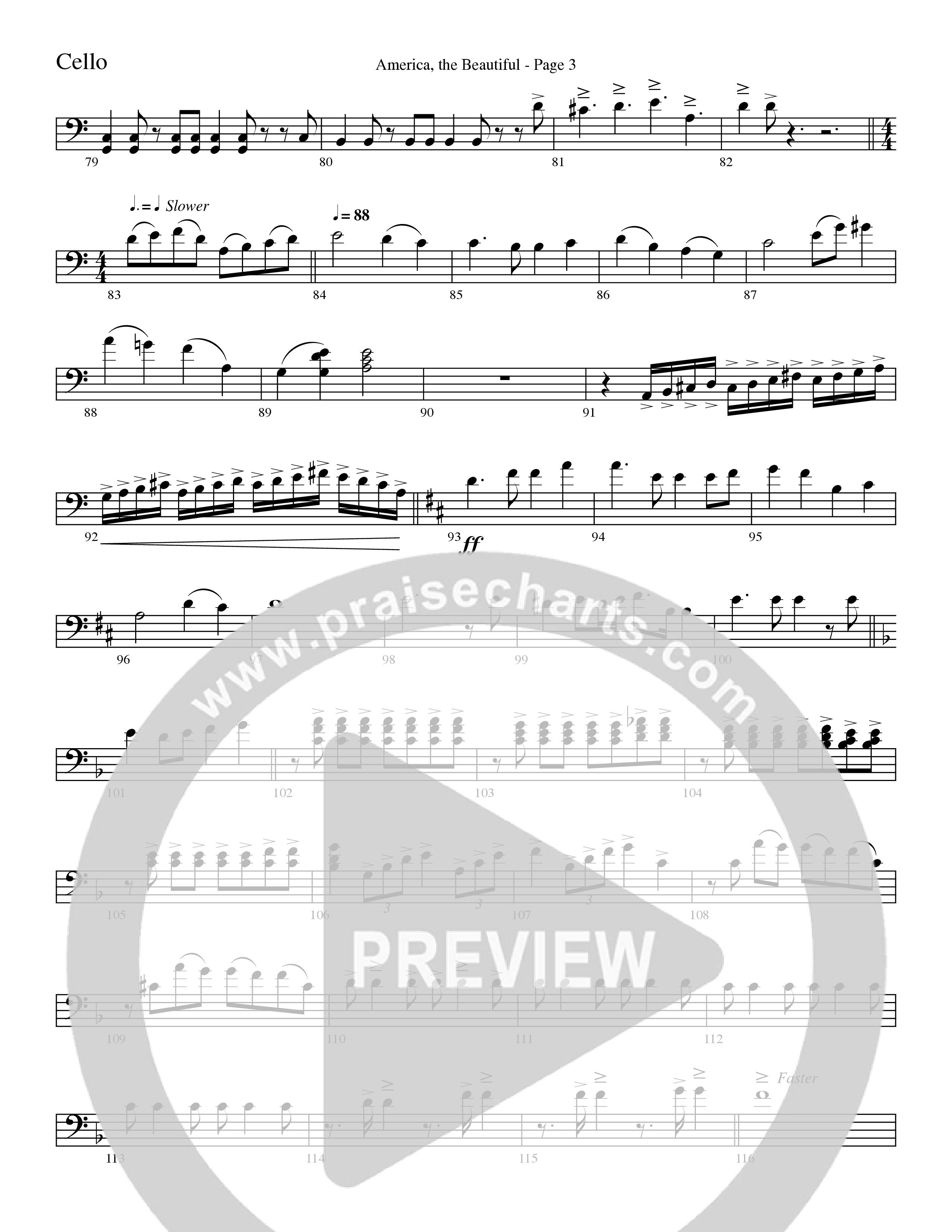 America, the Beautiful (Choral Anthem SATB) Cello (Word Music Choral / Arr. David T. Clydesdale)