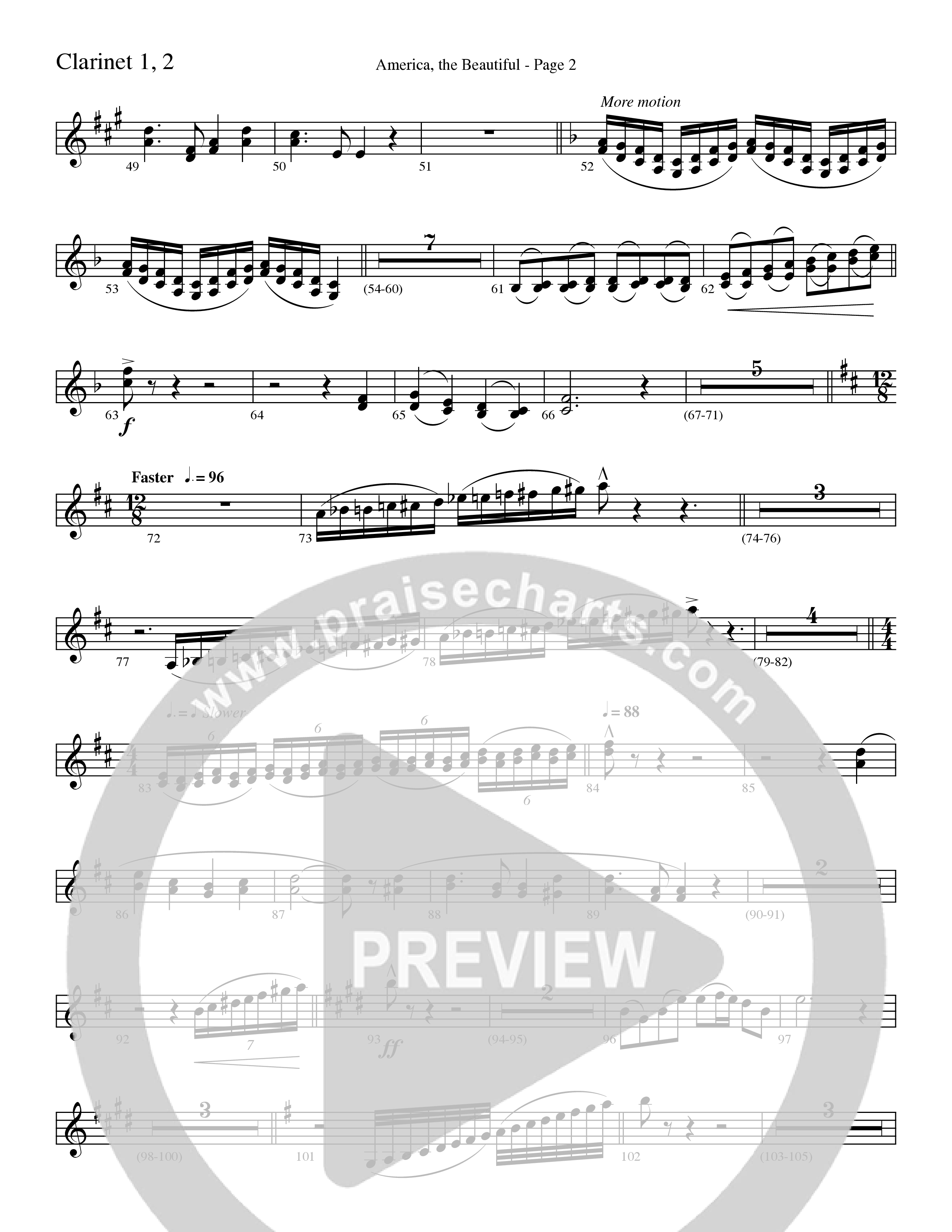 America, the Beautiful (Choral Anthem SATB) Clarinet (Word Music Choral / Arr. David T. Clydesdale)