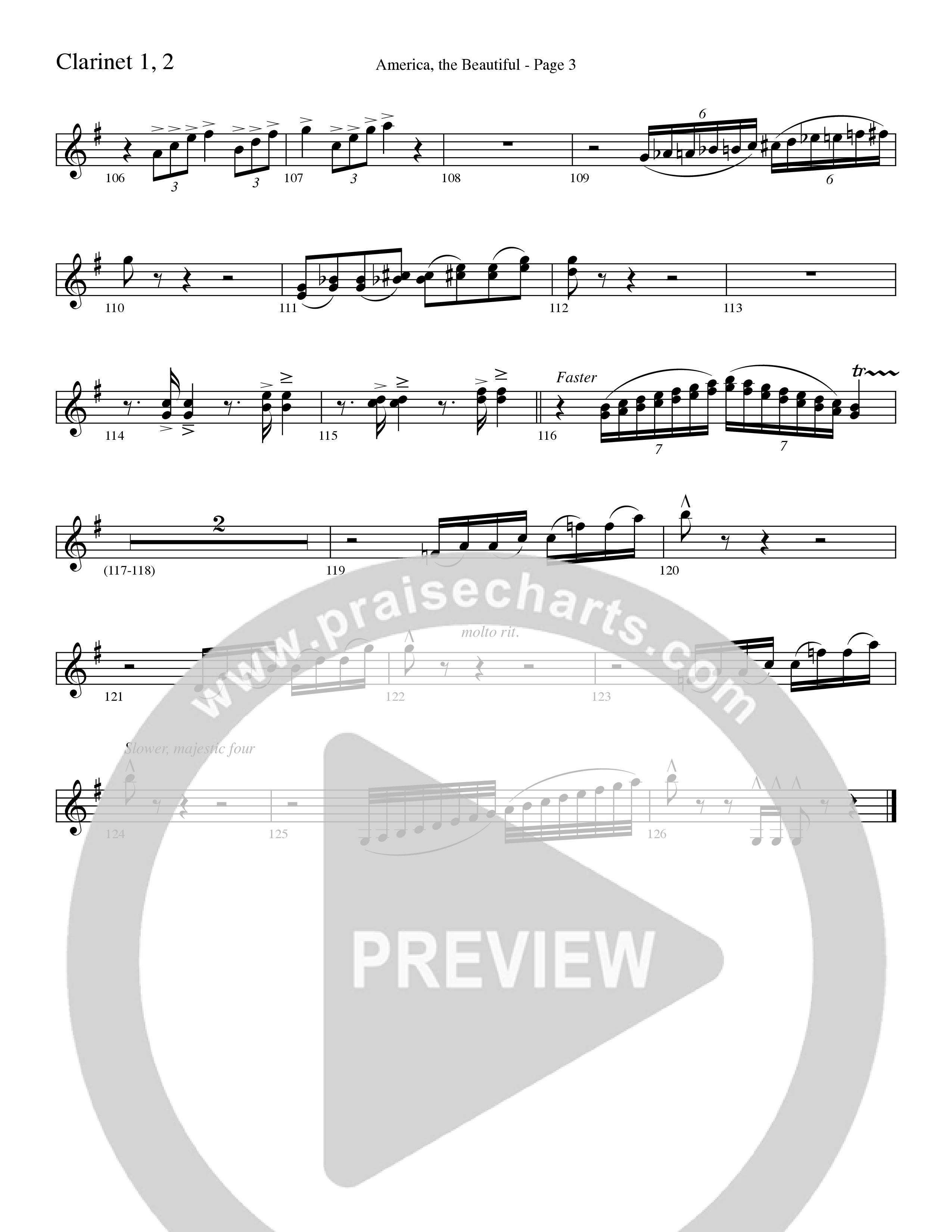 America, the Beautiful (Choral Anthem SATB) Clarinet (Word Music Choral / Arr. David T. Clydesdale)