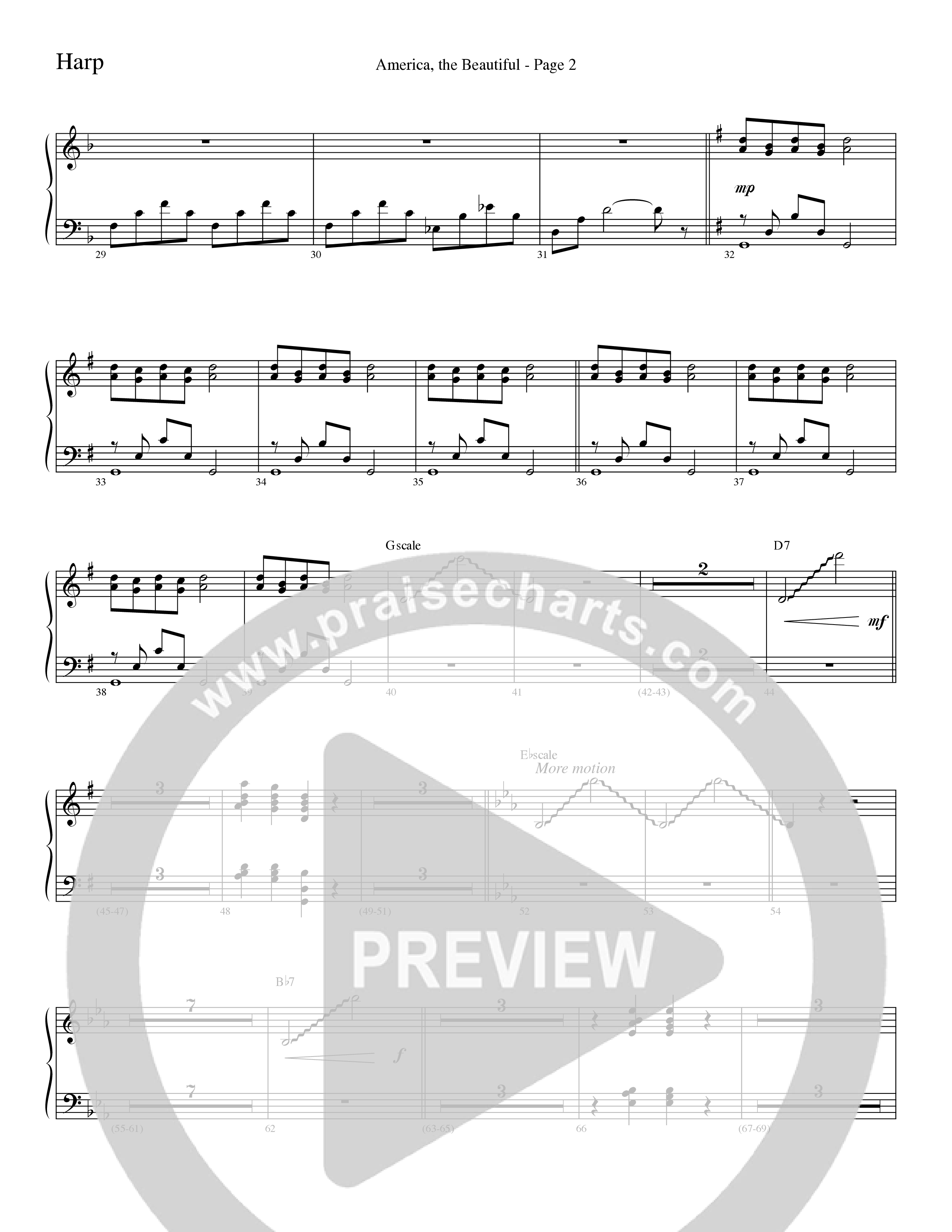 America, the Beautiful (Choral Anthem SATB) Harp (Word Music Choral / Arr. David T. Clydesdale)