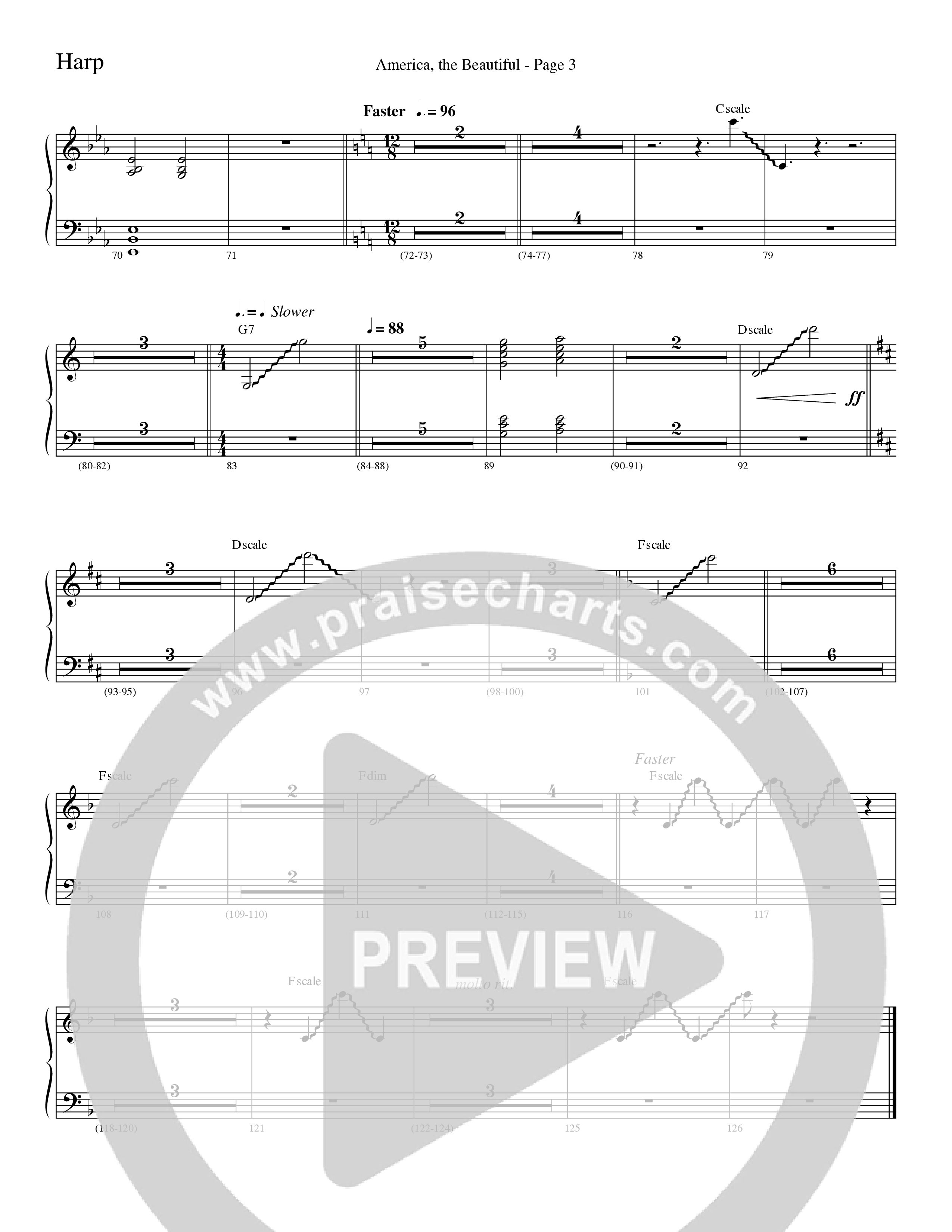 America, the Beautiful (Choral Anthem SATB) Harp (Word Music Choral / Arr. David T. Clydesdale)
